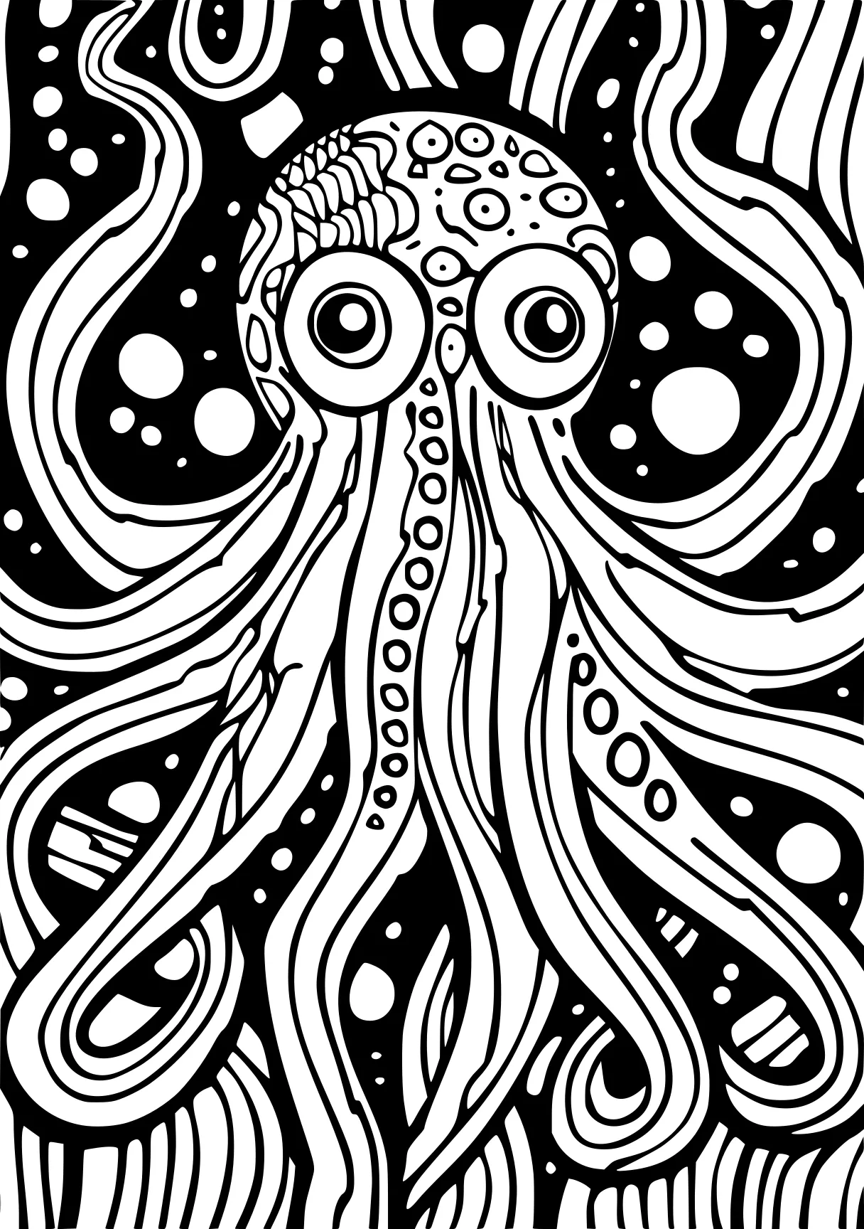 bluey coloring sheet octopus, zentangle, creature, illustrator, free page downloads