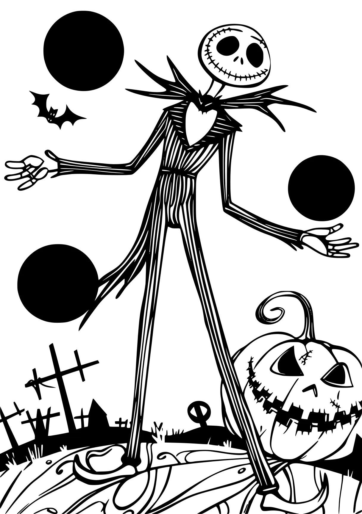 coloring pages nightmare before christmas skellington, vampirina, scarecrow, jack, halloween, free page downloads