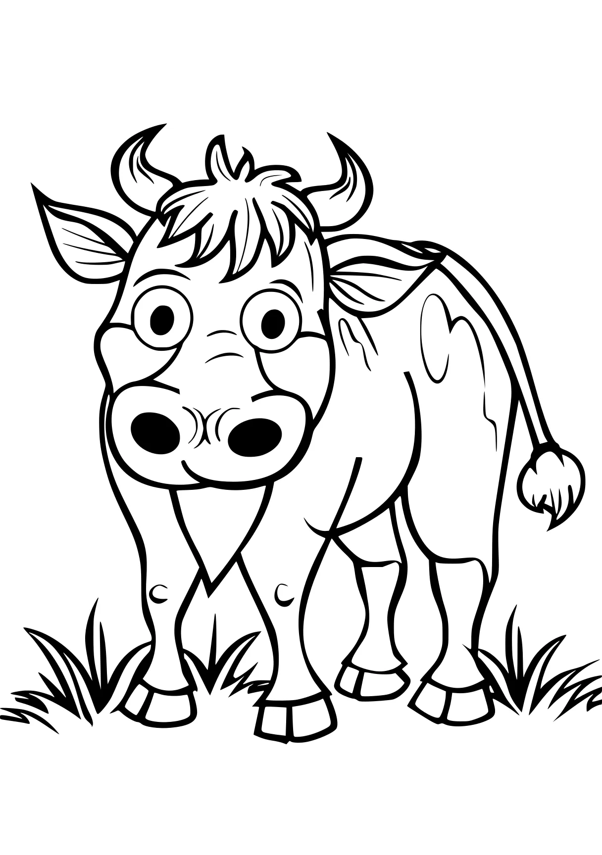 cartoon coloring pages cow, buffalo, unicorn, rhino, donkey, free page downloads