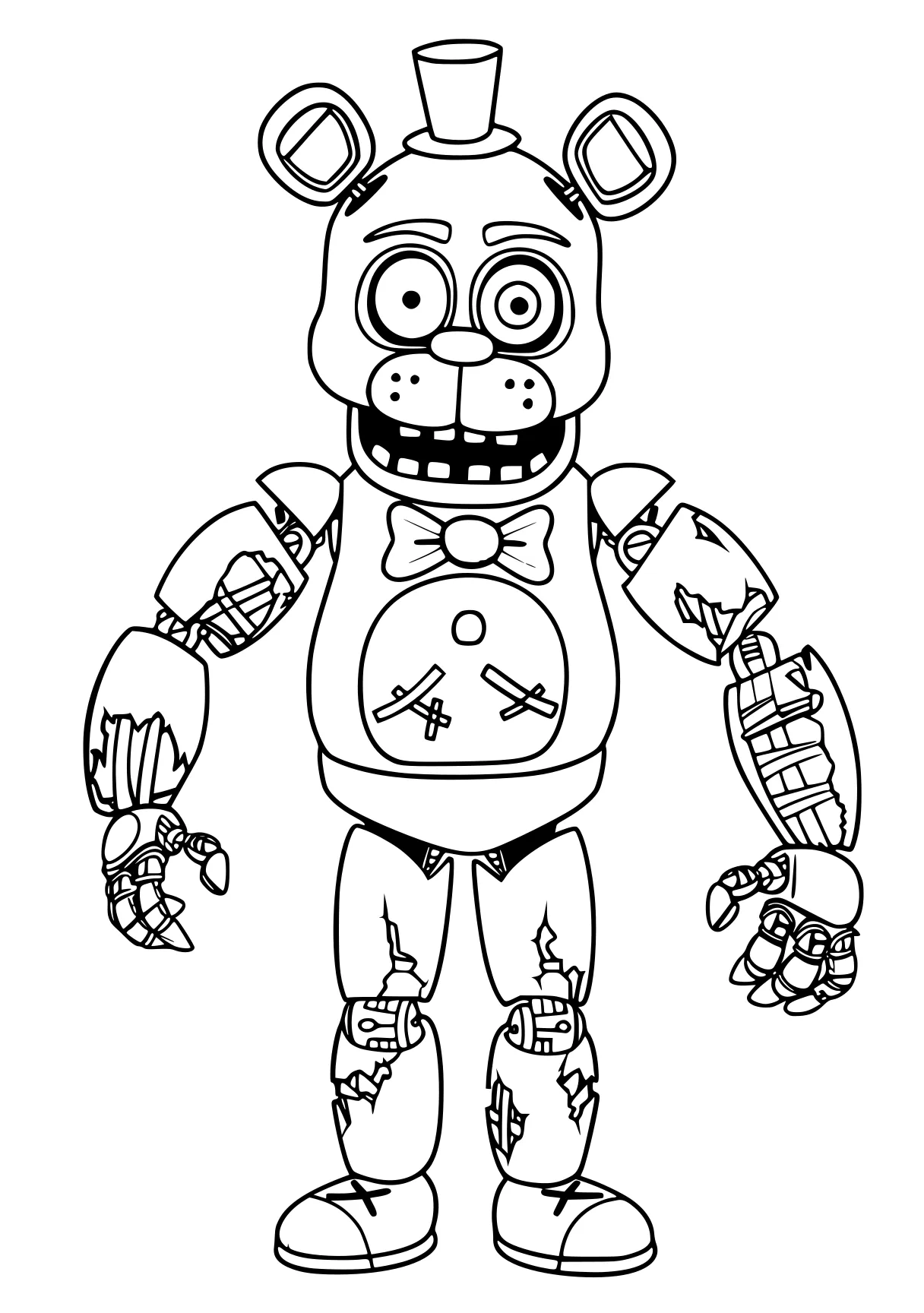 fnaf colouring pages fnaf, robot, fazbear, zomboss, unikitty, free coloring page downloads