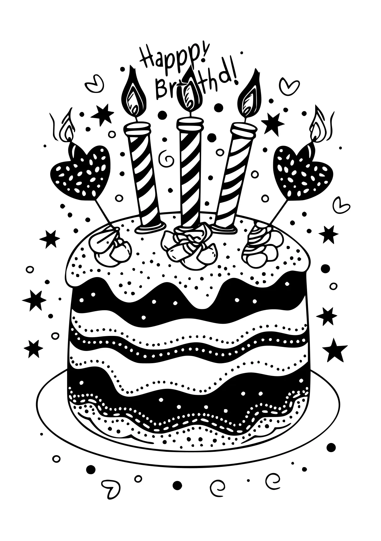 happy birthday coloring sheet birthday, cake, printables, free page downloads