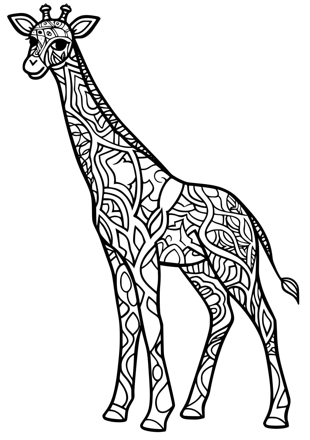 coloring pages for animals giraffe, brachiosaurus, llama, camel, horse, free page downloads