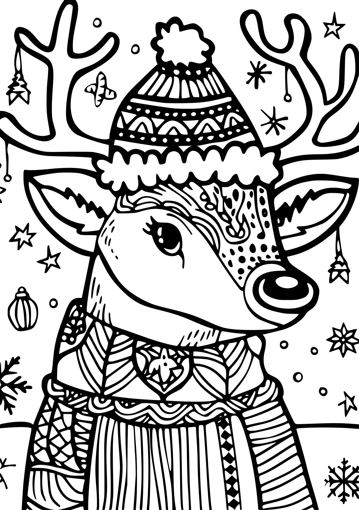 free christmas coloring pages deer, reindeer, rudolph, page downloads