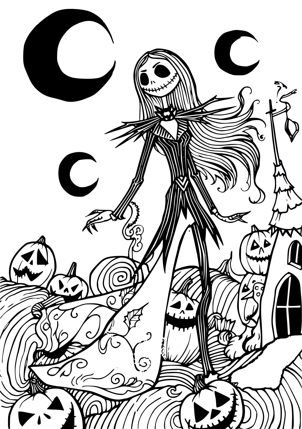 nightmare before christmas coloring pages skellington, coraline, witch, vampirina, halloween, free page downloads