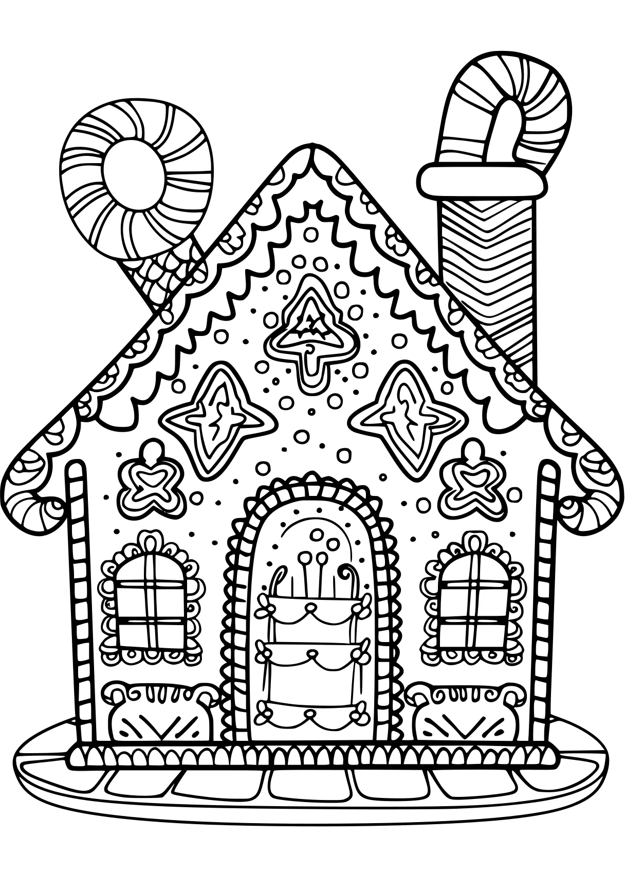 gingerbread house coloring page, zentangle, house, ornament, free downloads