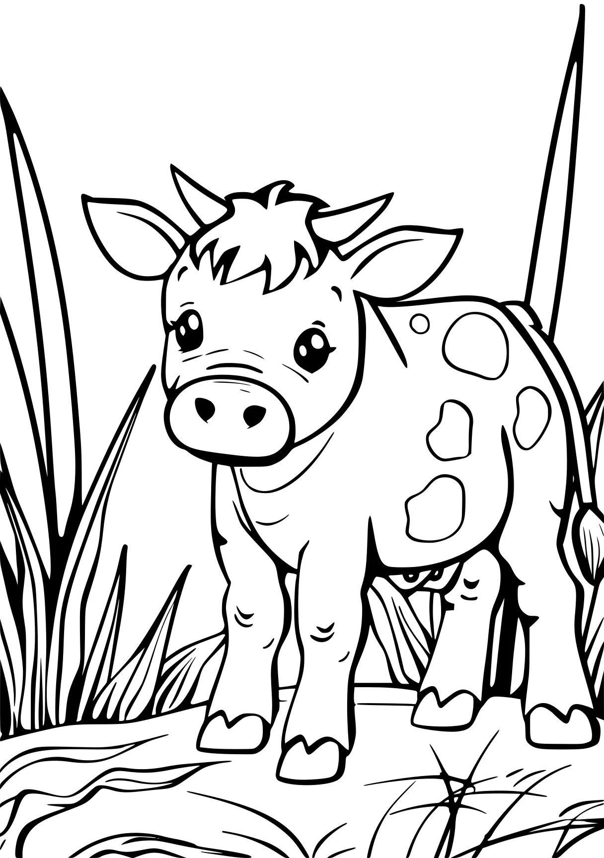 cute coloring sheets cow, triceratops, pig, rhino, free page downloads