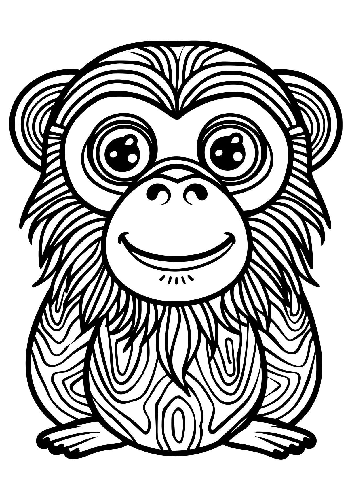 online colouring monkey, gorilla, kong, sloth, bigfoot, free coloring page downloads