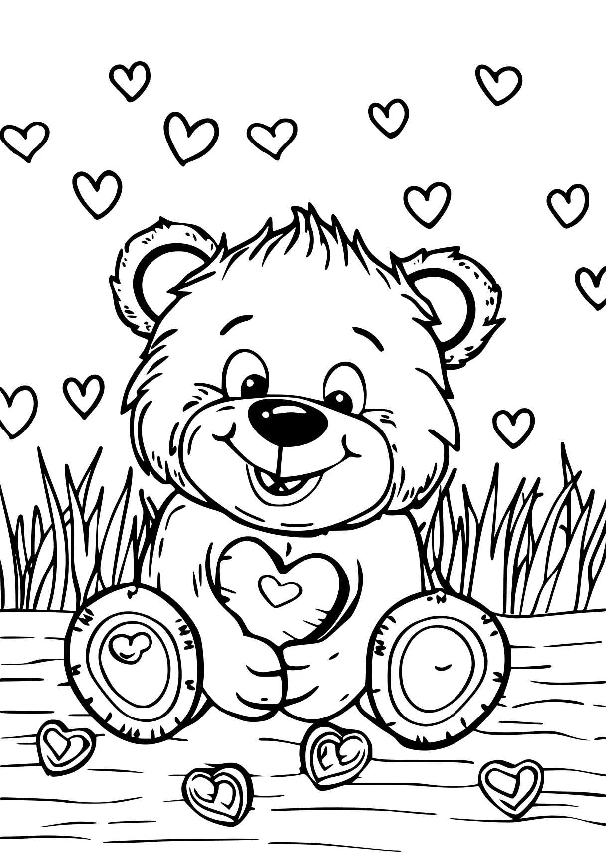 valentines coloring pages bear, fazbear, teddy, pooh, free page downloads