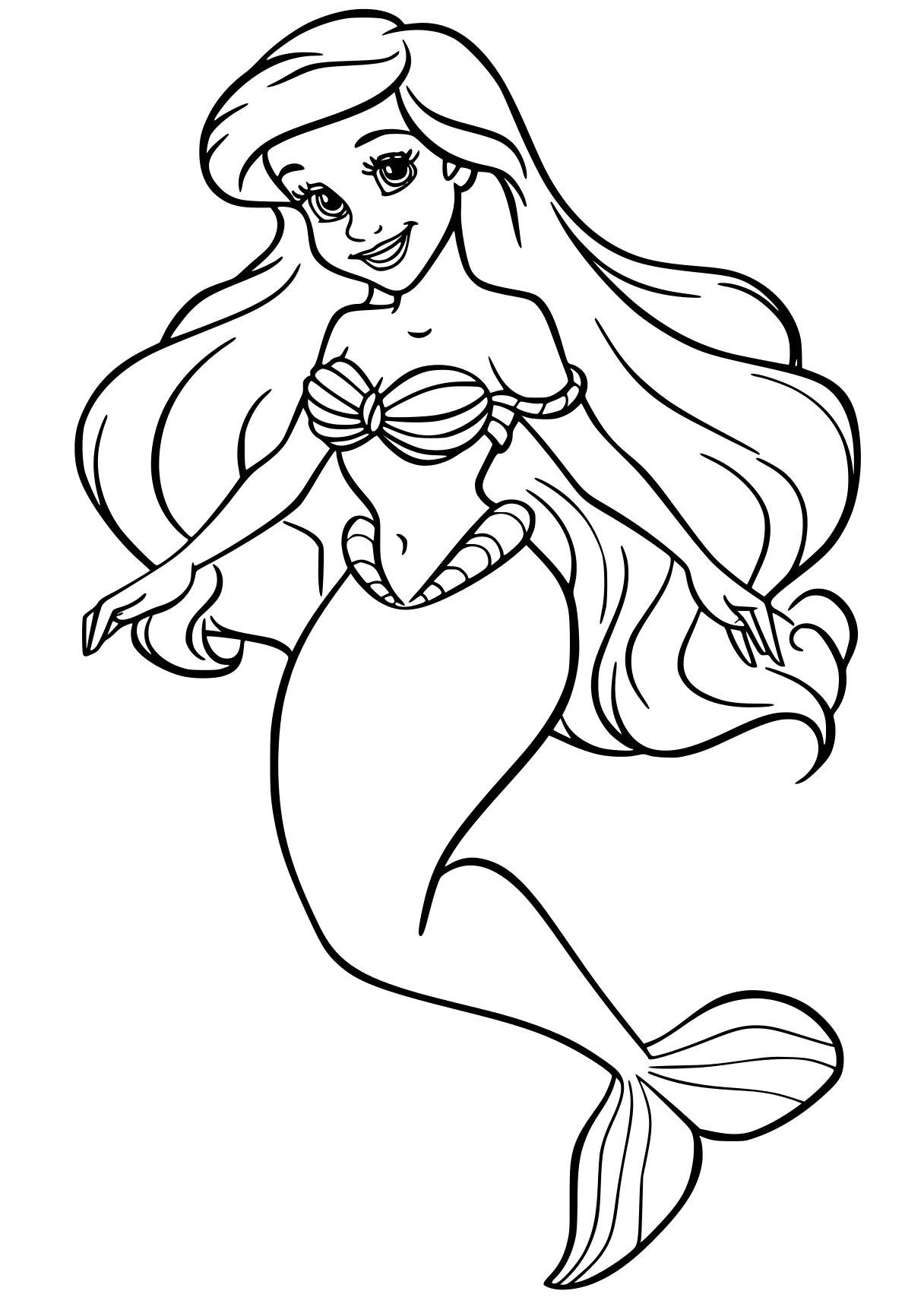 ariel coloring page mermaid, ariel, siren, jasmine, fish, free downloads