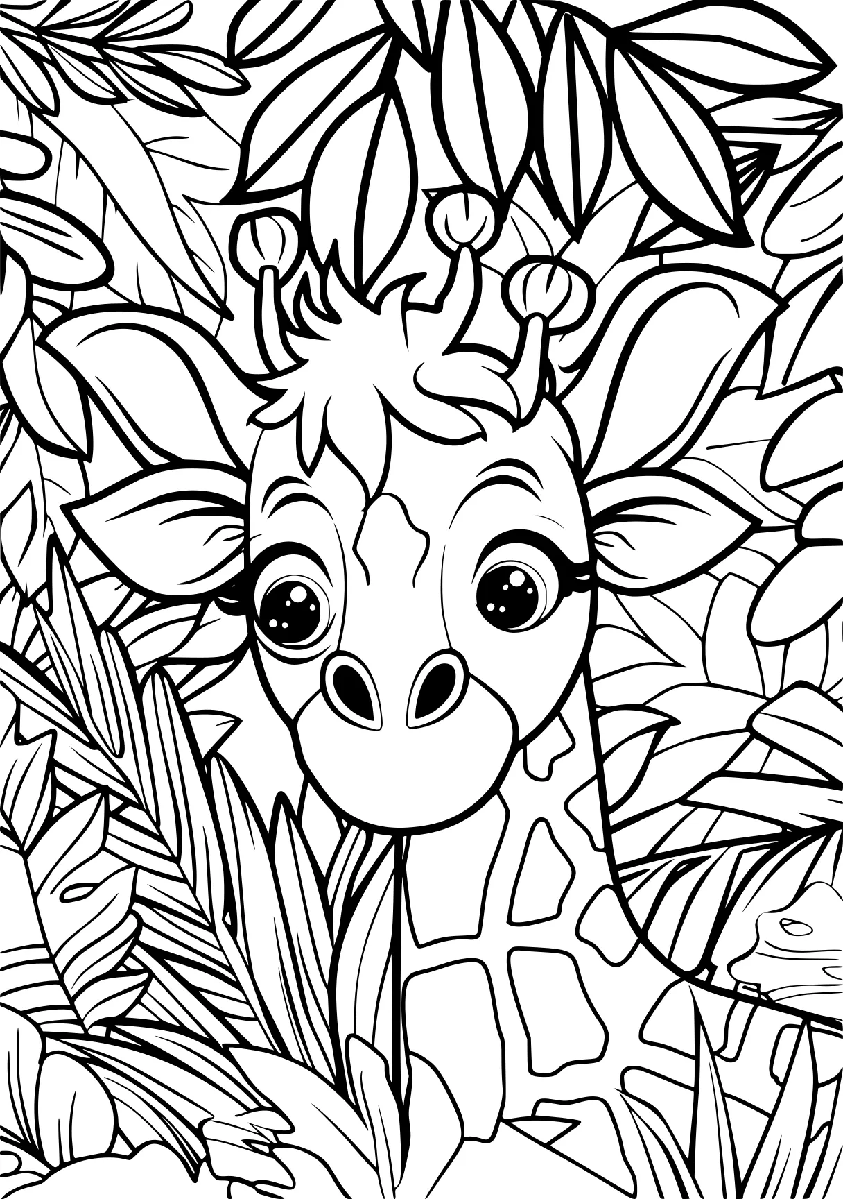 coloring pages for animals deer, giraffe, bambi, free page downloads