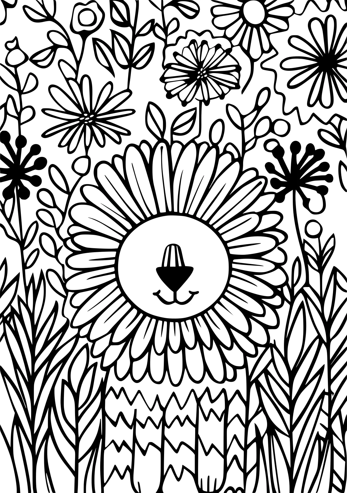 printable coloring book, printables, sunflower, zentangle, free page downloads