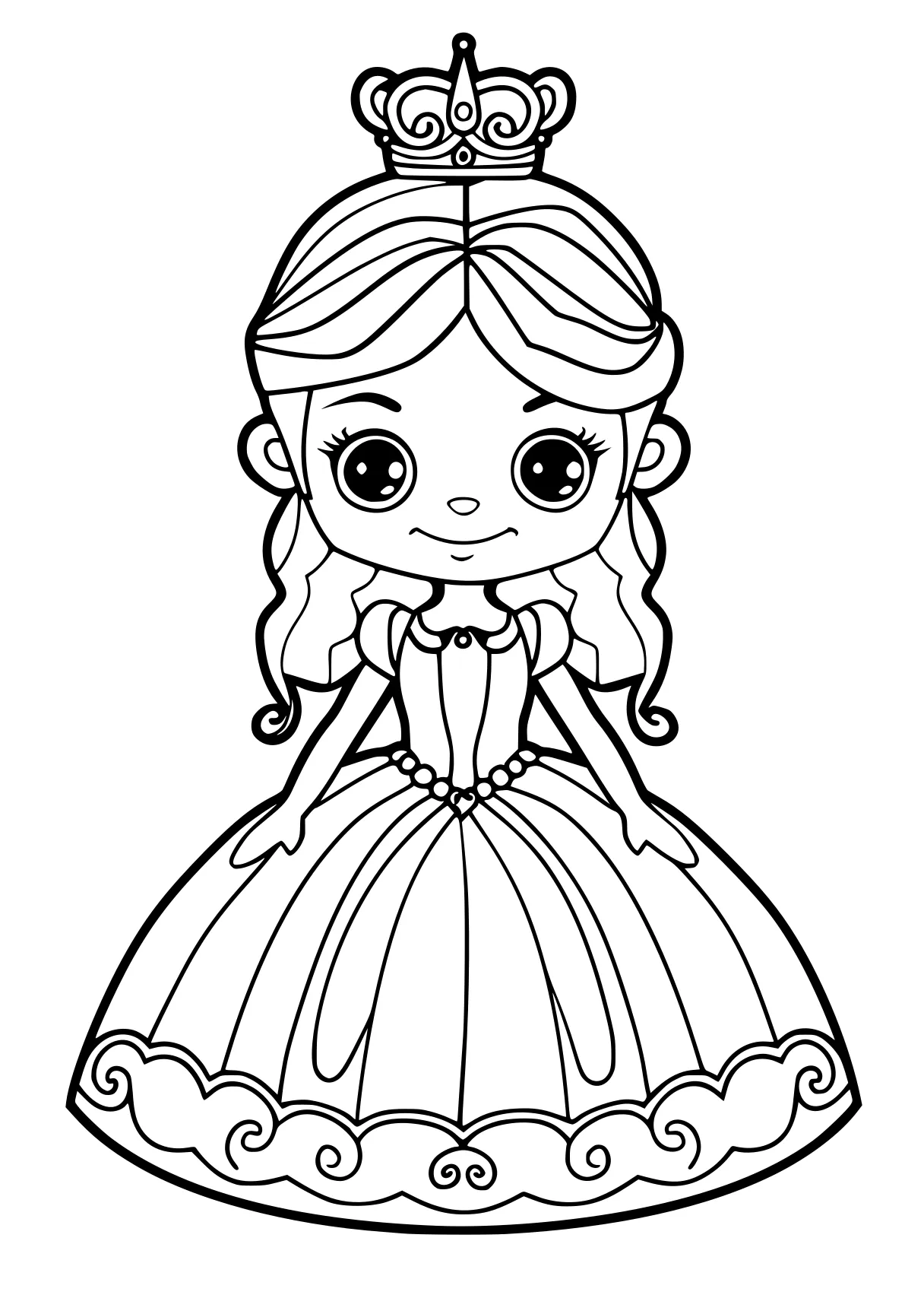 princess coloring pages, printables, chibi, doll, free page downloads