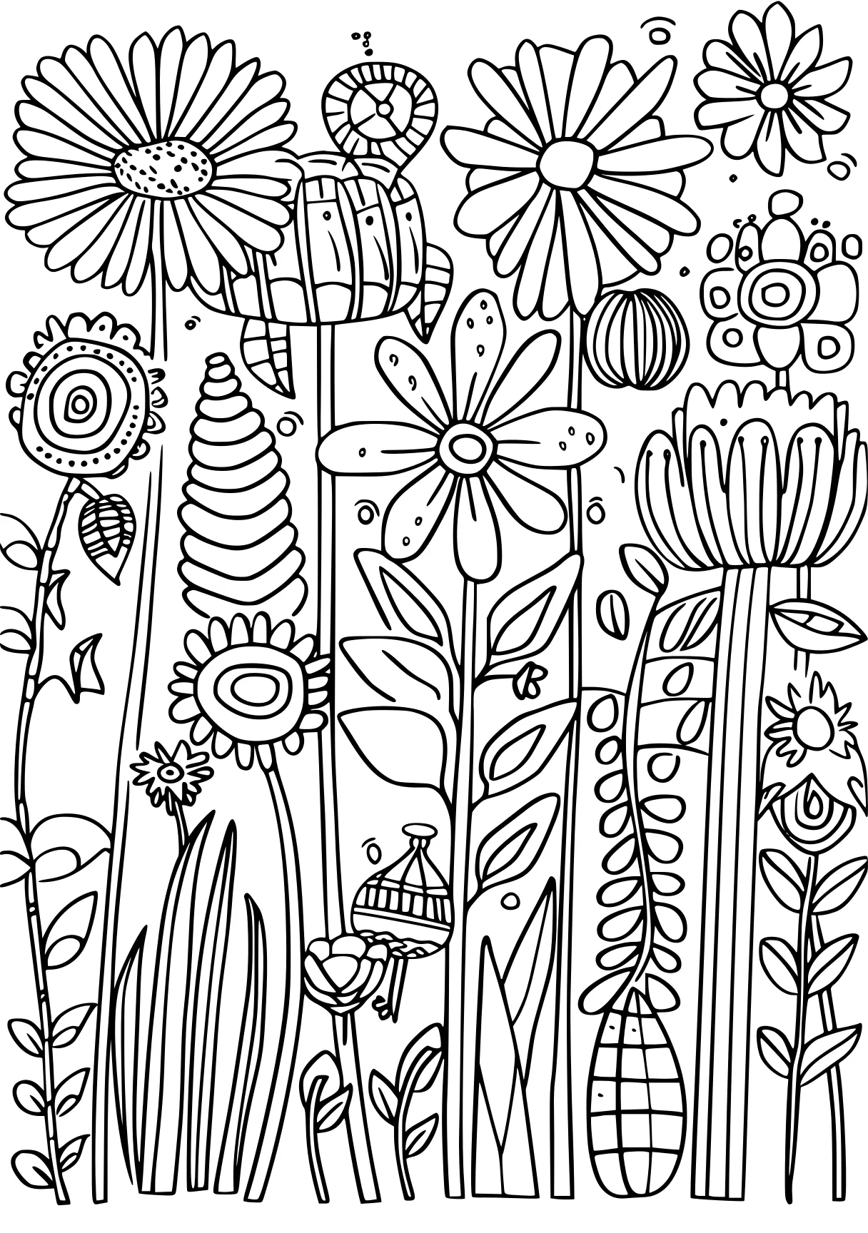 spring coloring sheets, zentangle, plants, pattern, free page downloads