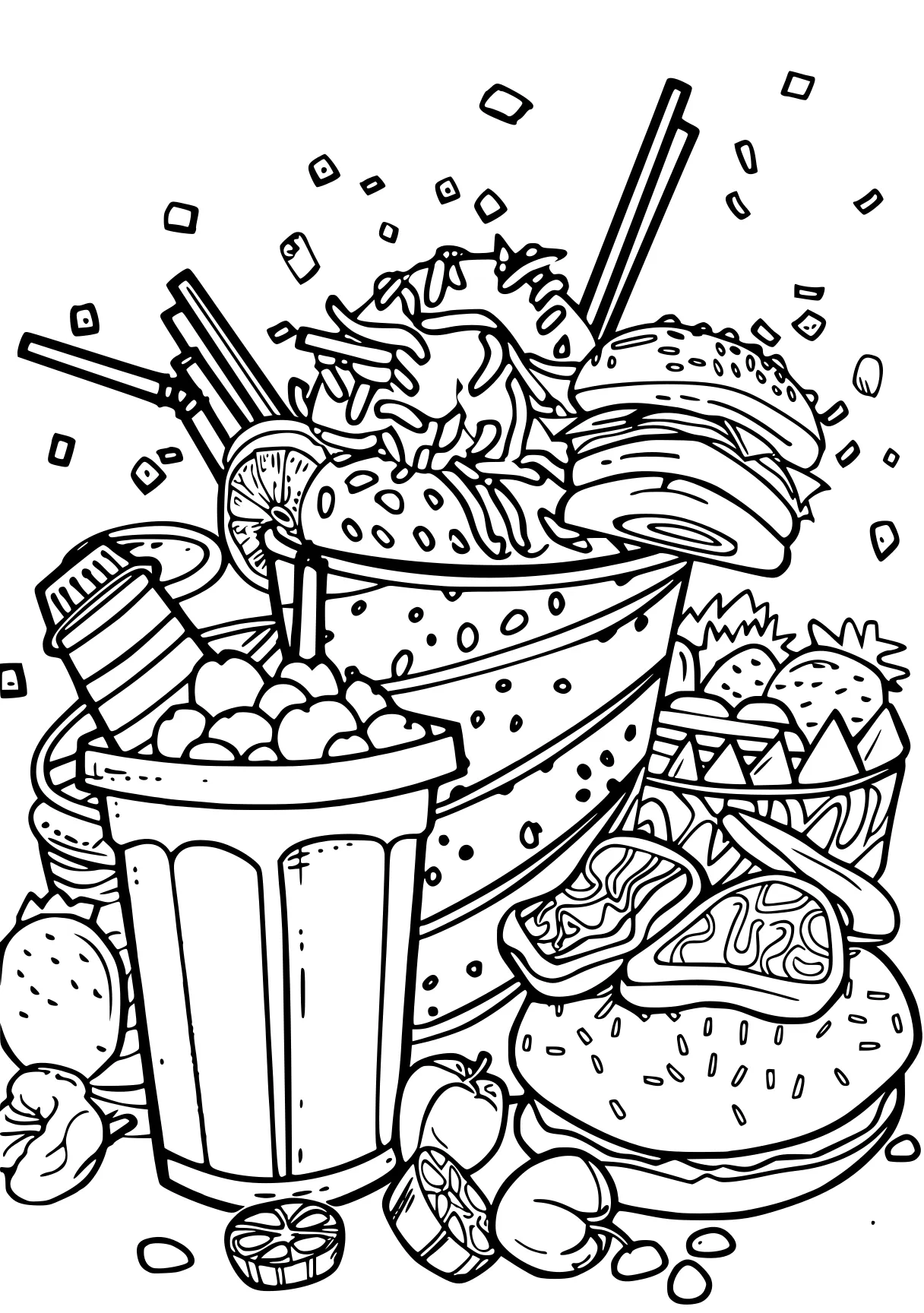 colouring pages cute, illustrator, zentangle, foods, free coloring page downloads