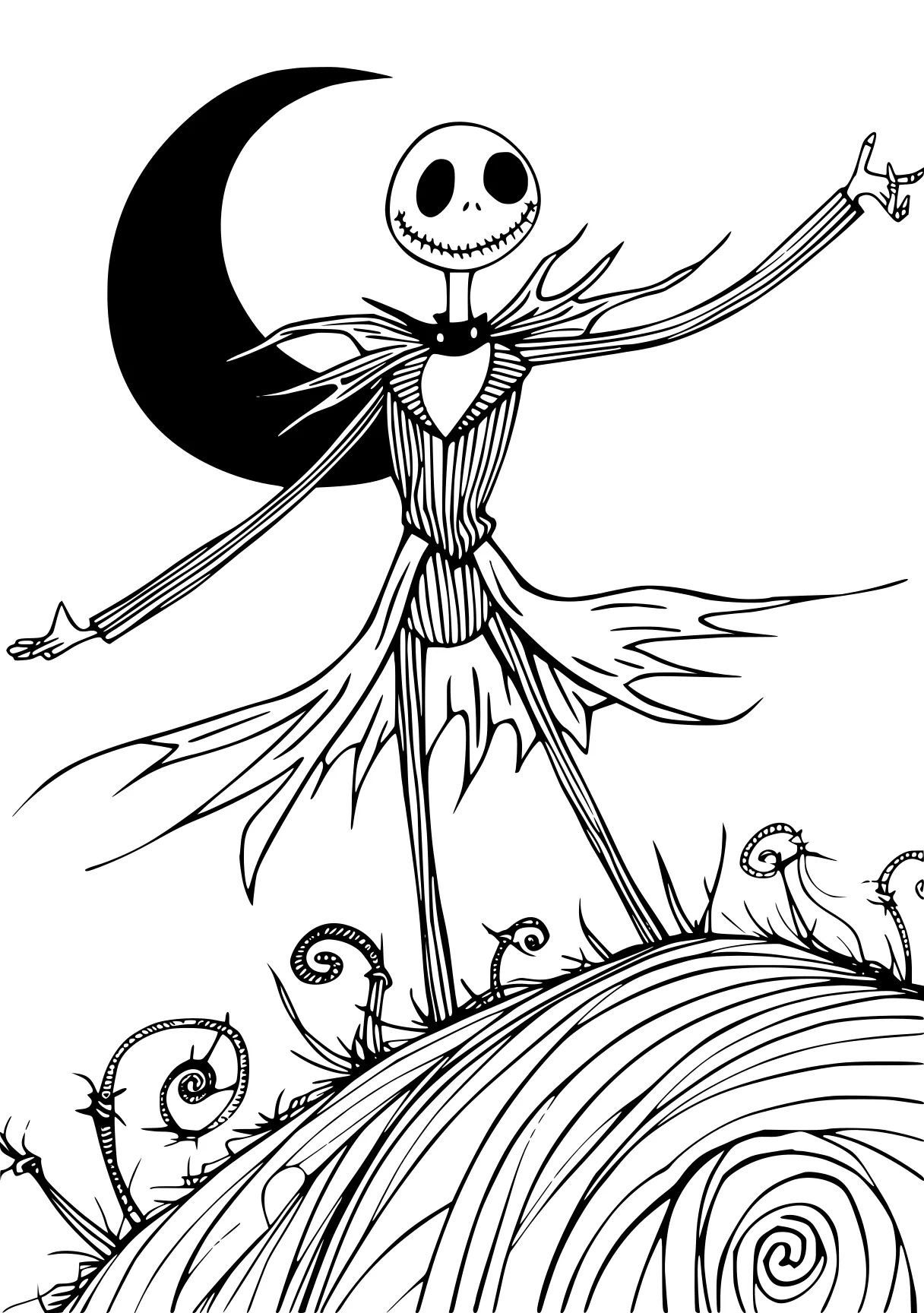 nightmare before christmas coloring pages skellington, coraline, addams, witchy, vampirina, free page downloads