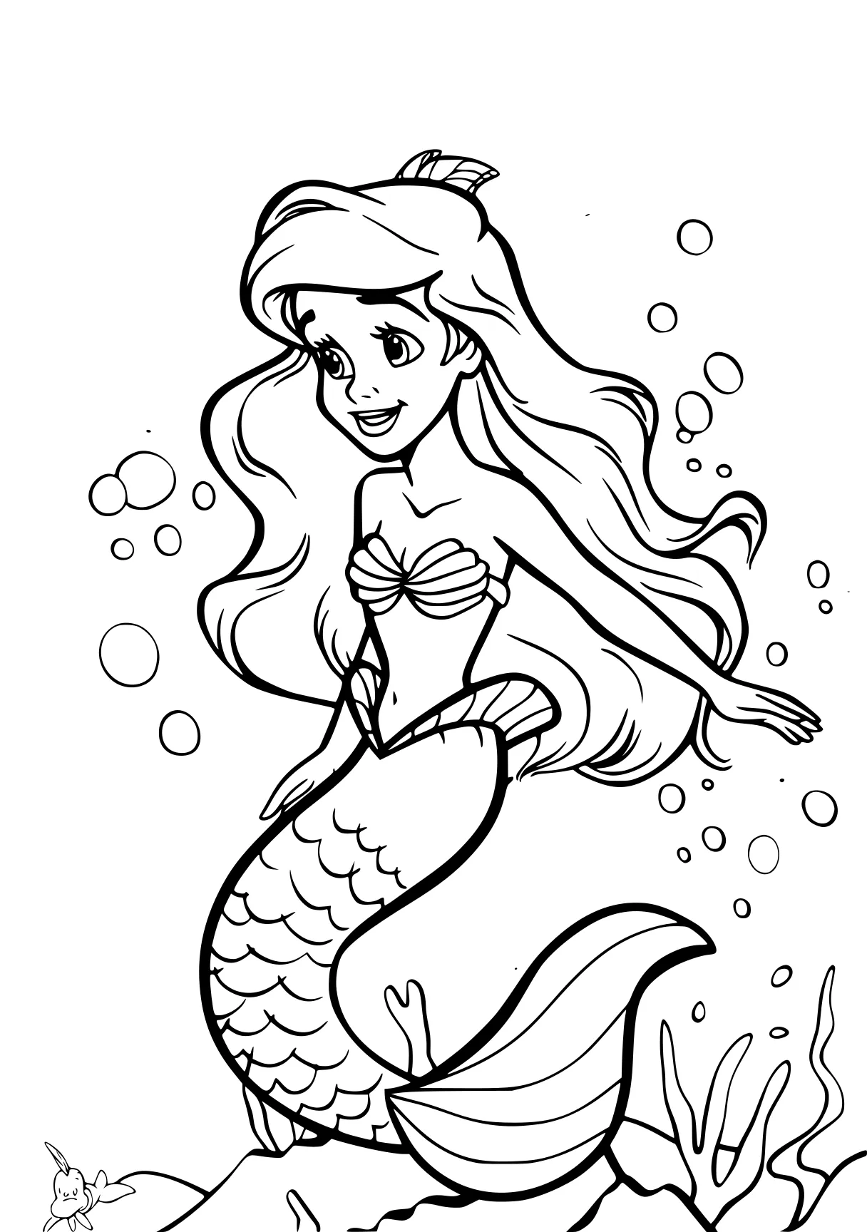 little mermaid coloring page mermaid, ariel, siren, fish, seahorse, free downloads