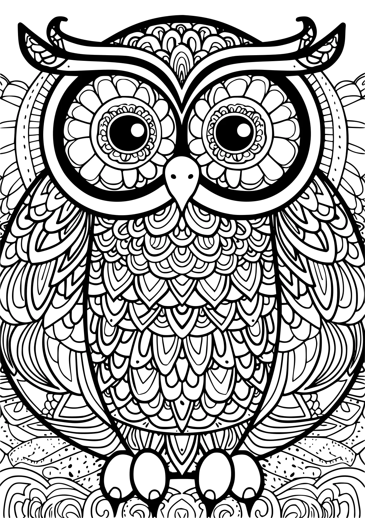 coloring pages for adults animals owl, zentangle, illustrator, free page downloads