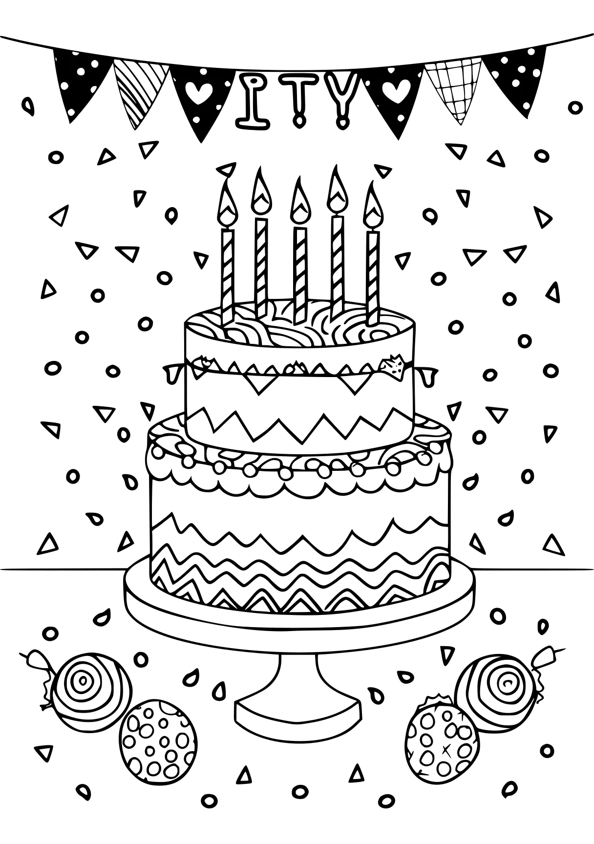 happy birthday coloring sheet, birthday, printables, cake, free page downloads