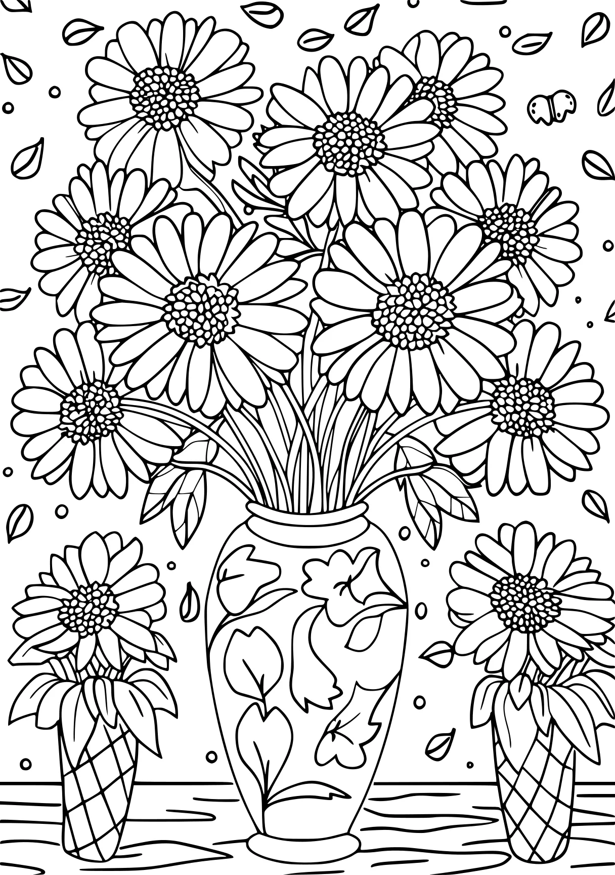 mothers day coloring page, zentangle, flowers, daisy, free downloads