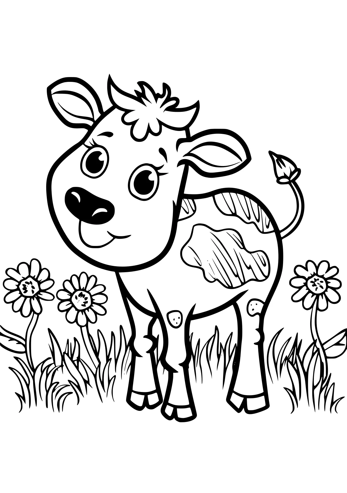 coloring pages cute animals cow, deer, moose, rudolph, free page downloads