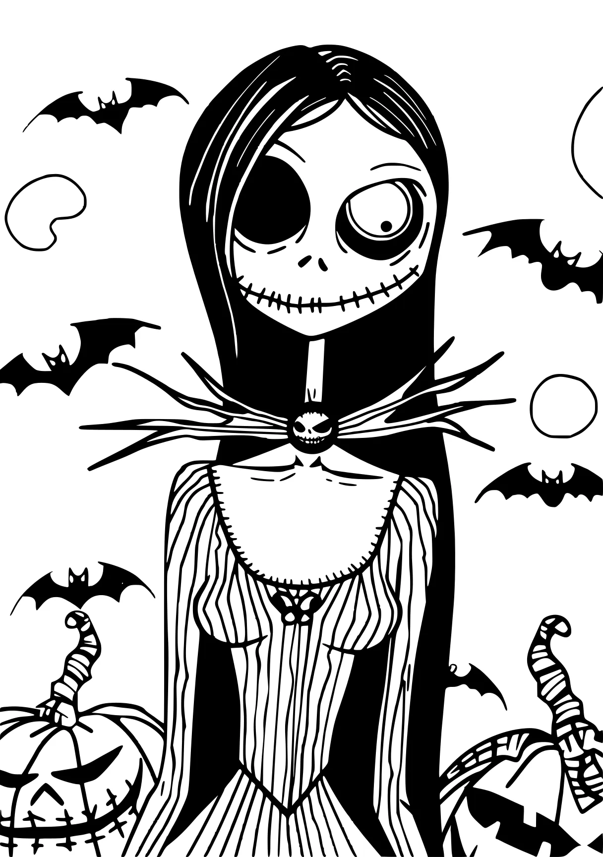 coloring pages nightmare before christmas skellington, vampirina, kuromi, witchy, gothic, free page downloads