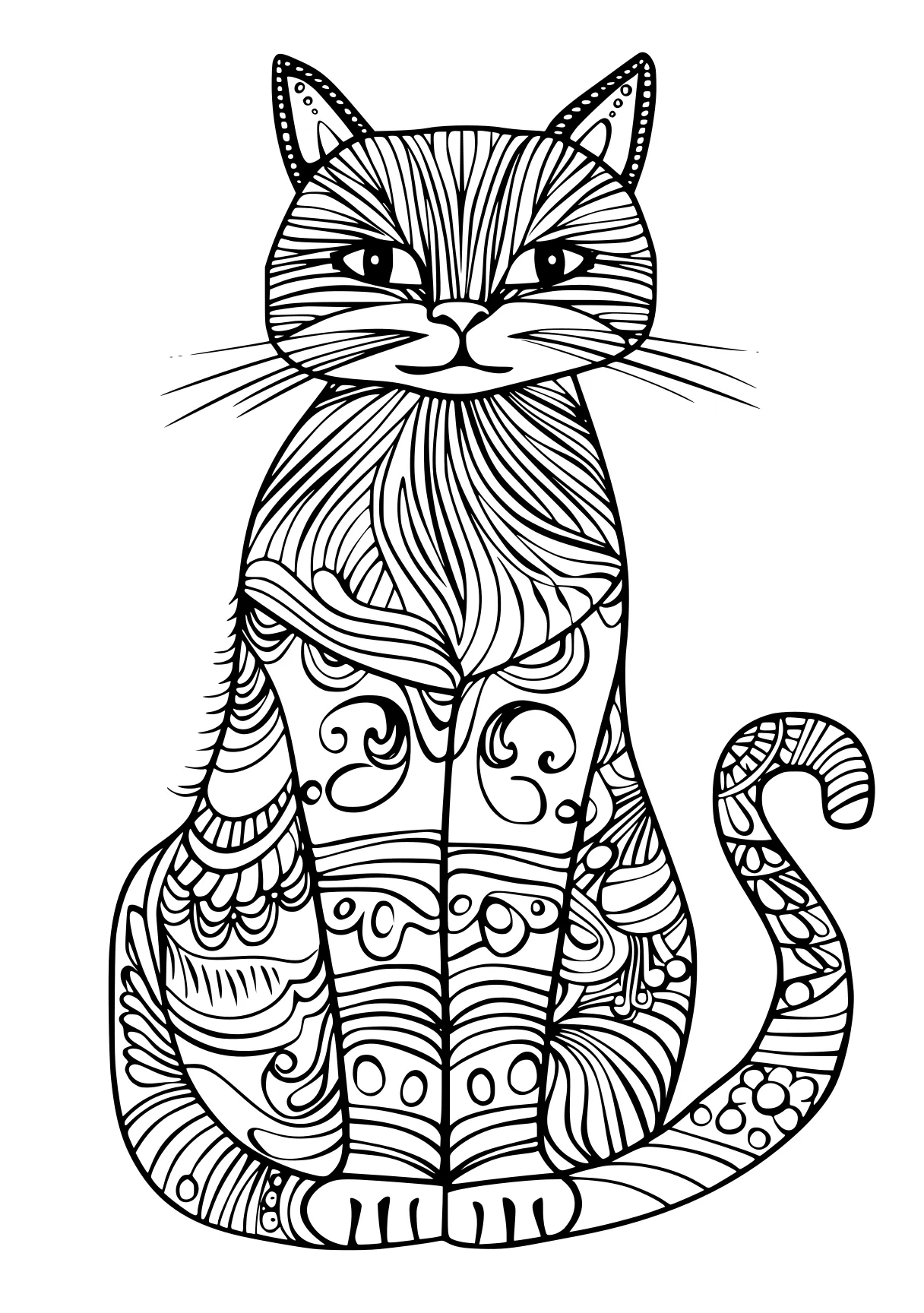 cute cat coloring pages, illustrator, cat, zentangle, free page downloads