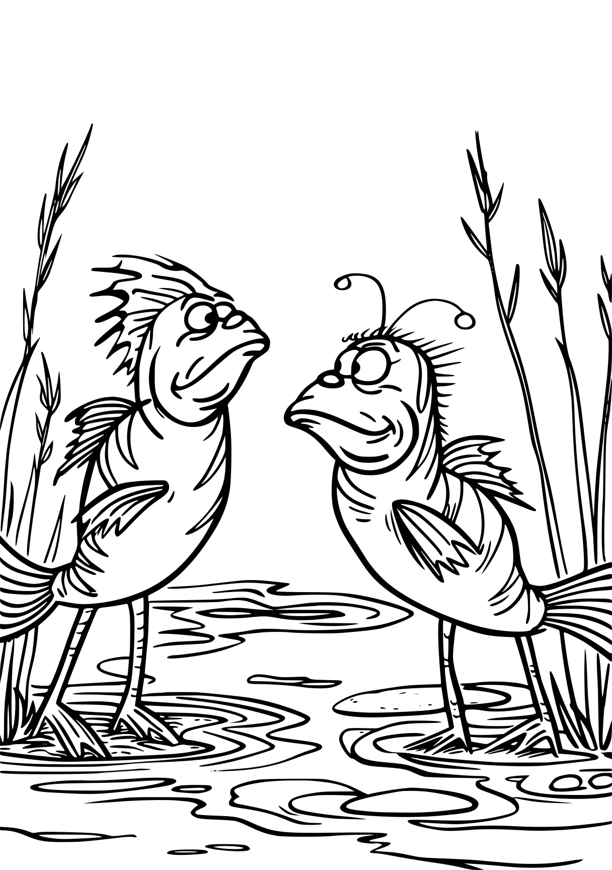 dr seuss coloring pages rooster, birds, guppies, free page downloads