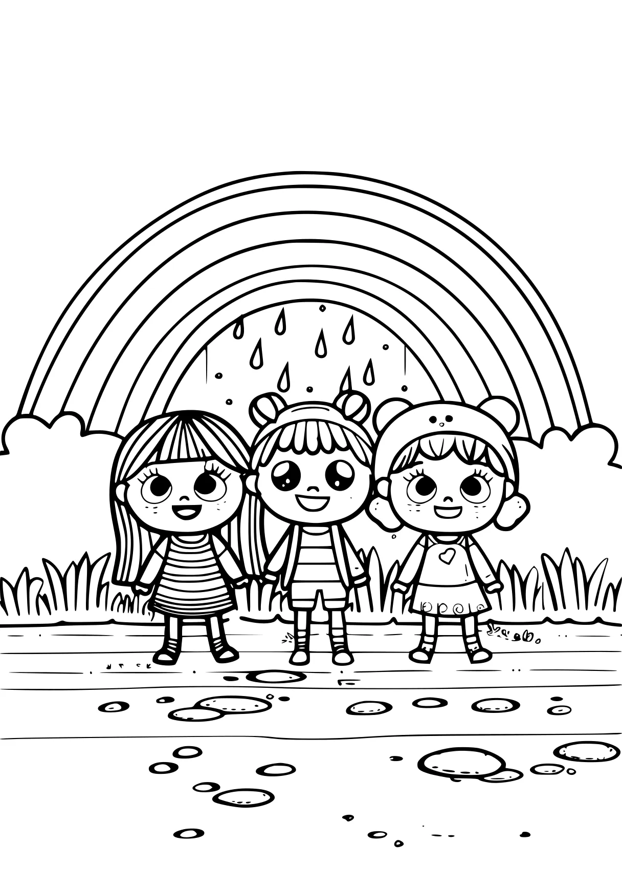 rainbow friends coloring page, children, kids, kindergarten, free downloads