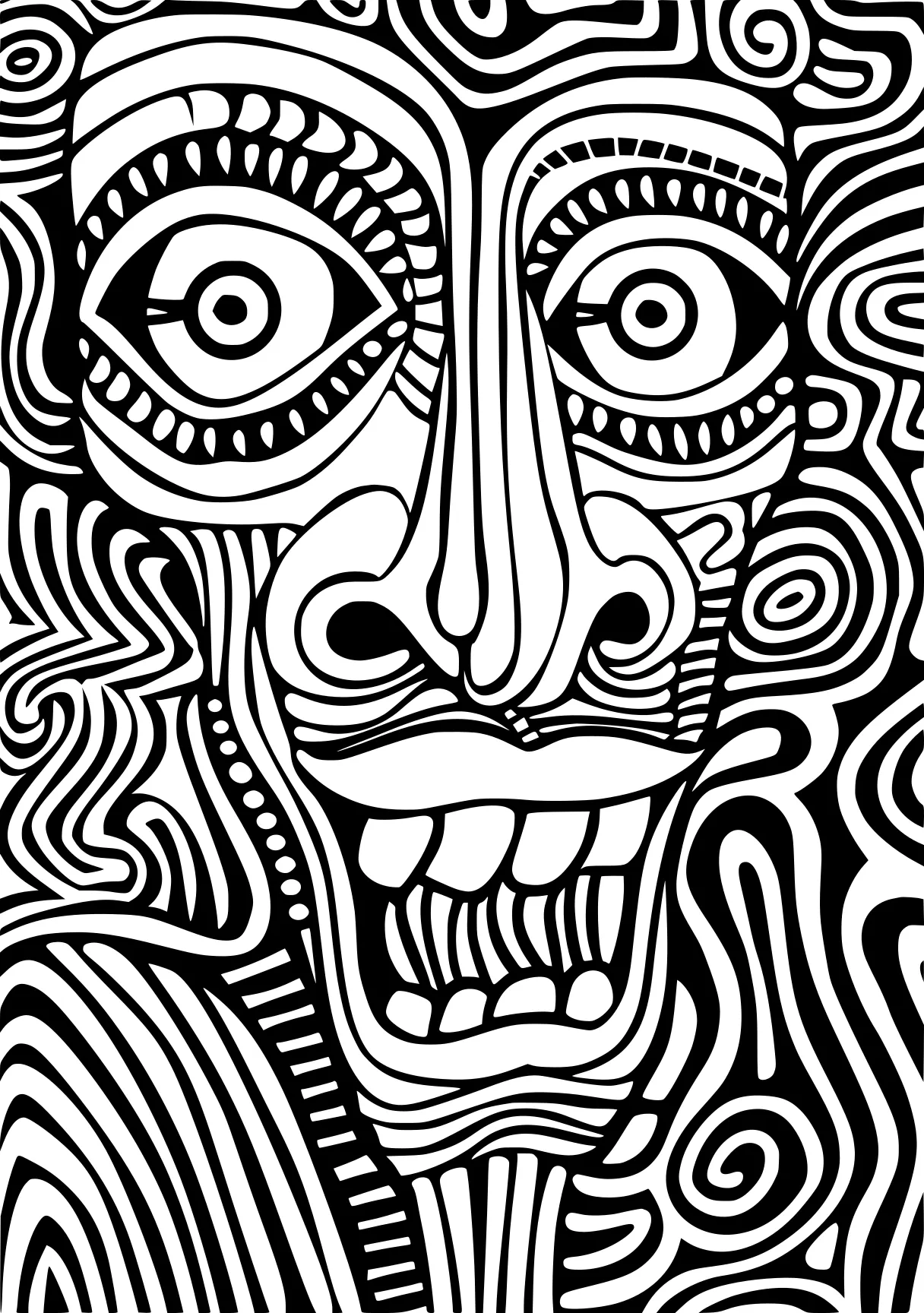 trippy coloring pages for adults zentangle, face, acid, mask, free page downloads