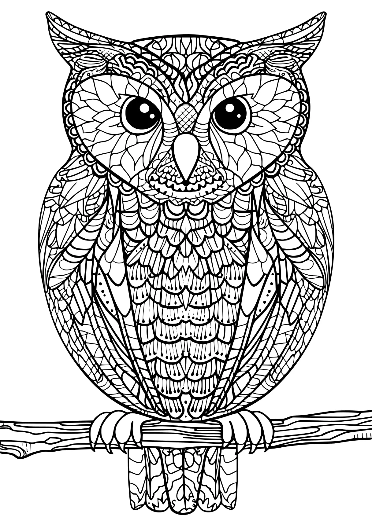 hardest coloring pages owl, illustrator, zentangle, free page downloads