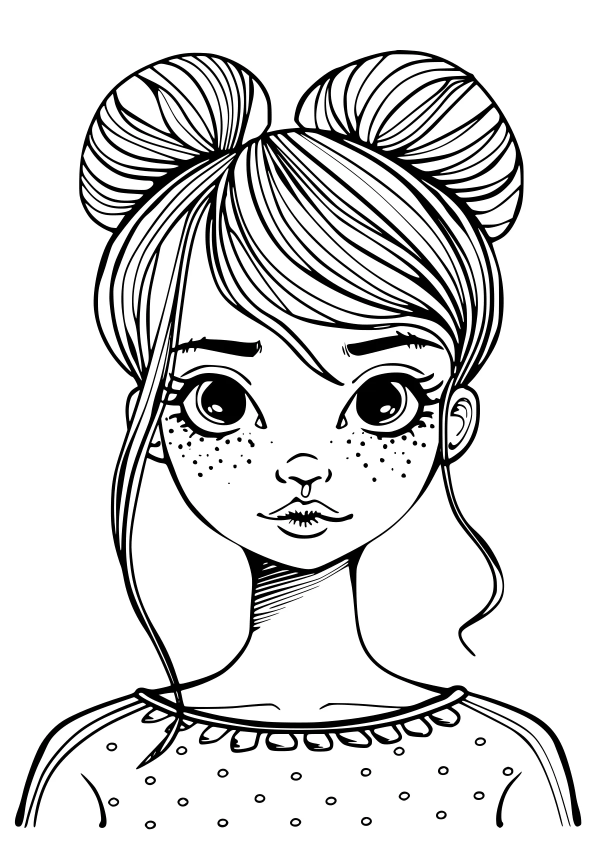 free coloring sheets illustrator, drawing, girl, face, digital, page downloads