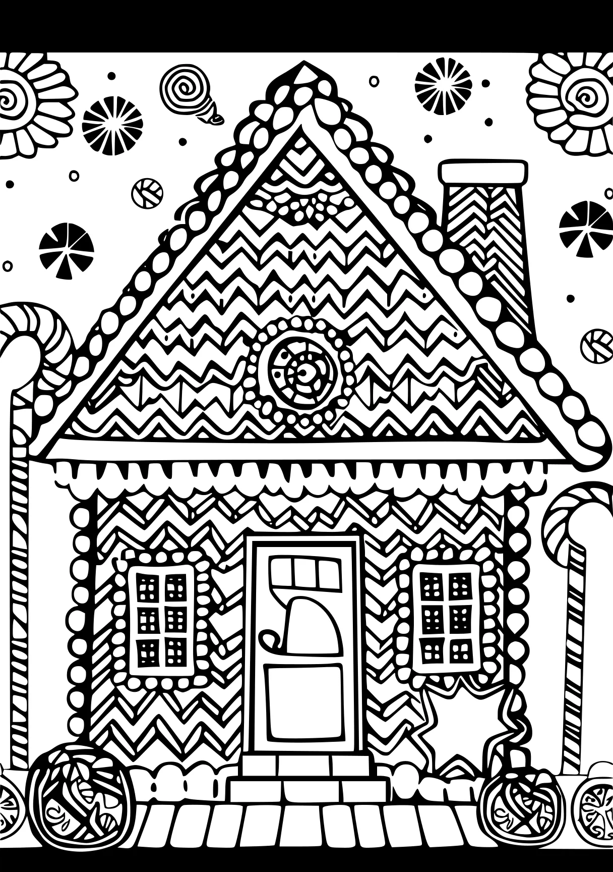 gingerbread house coloring page, zentangle, colouring, gingerbread, free downloads