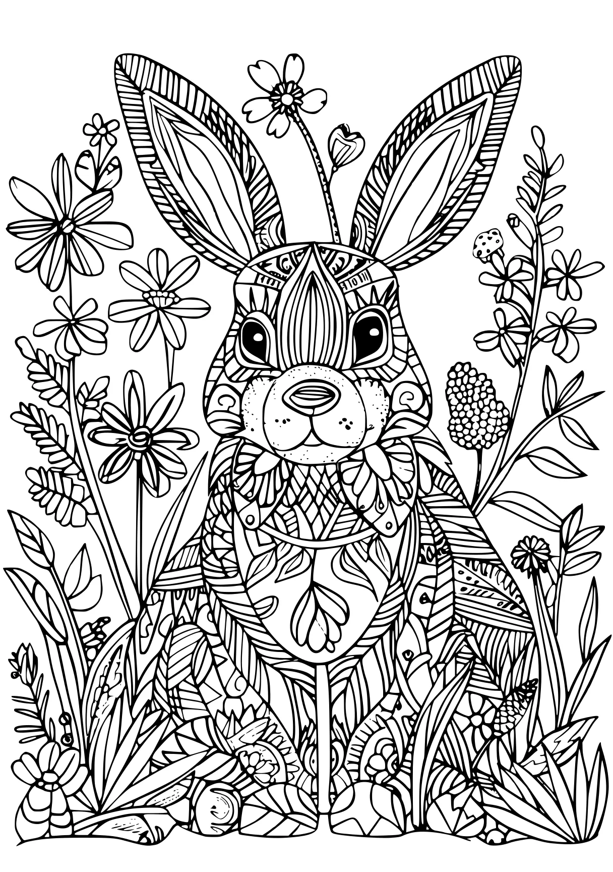 adult coloring books online rabbit, bunny, zentangle, free page downloads