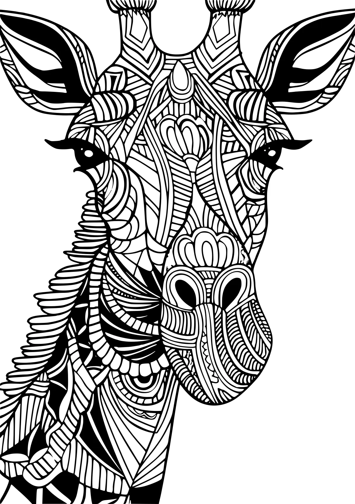 animal coloring pages cow, buffalo, zentangle, deer, zebra, free page downloads