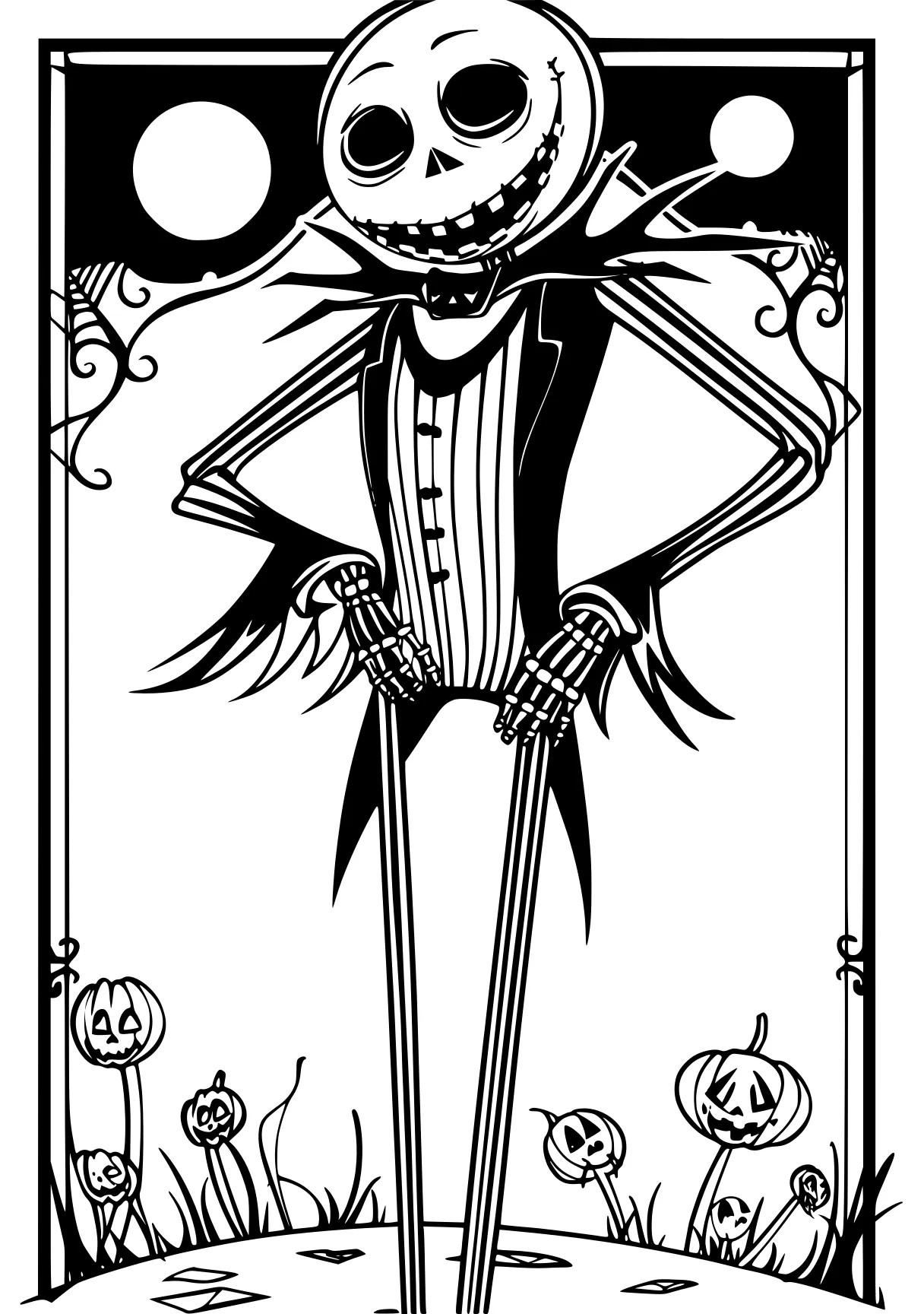 jack skellington coloring page skellington, scarecrow, skeleton, vampirina, addams, free downloads