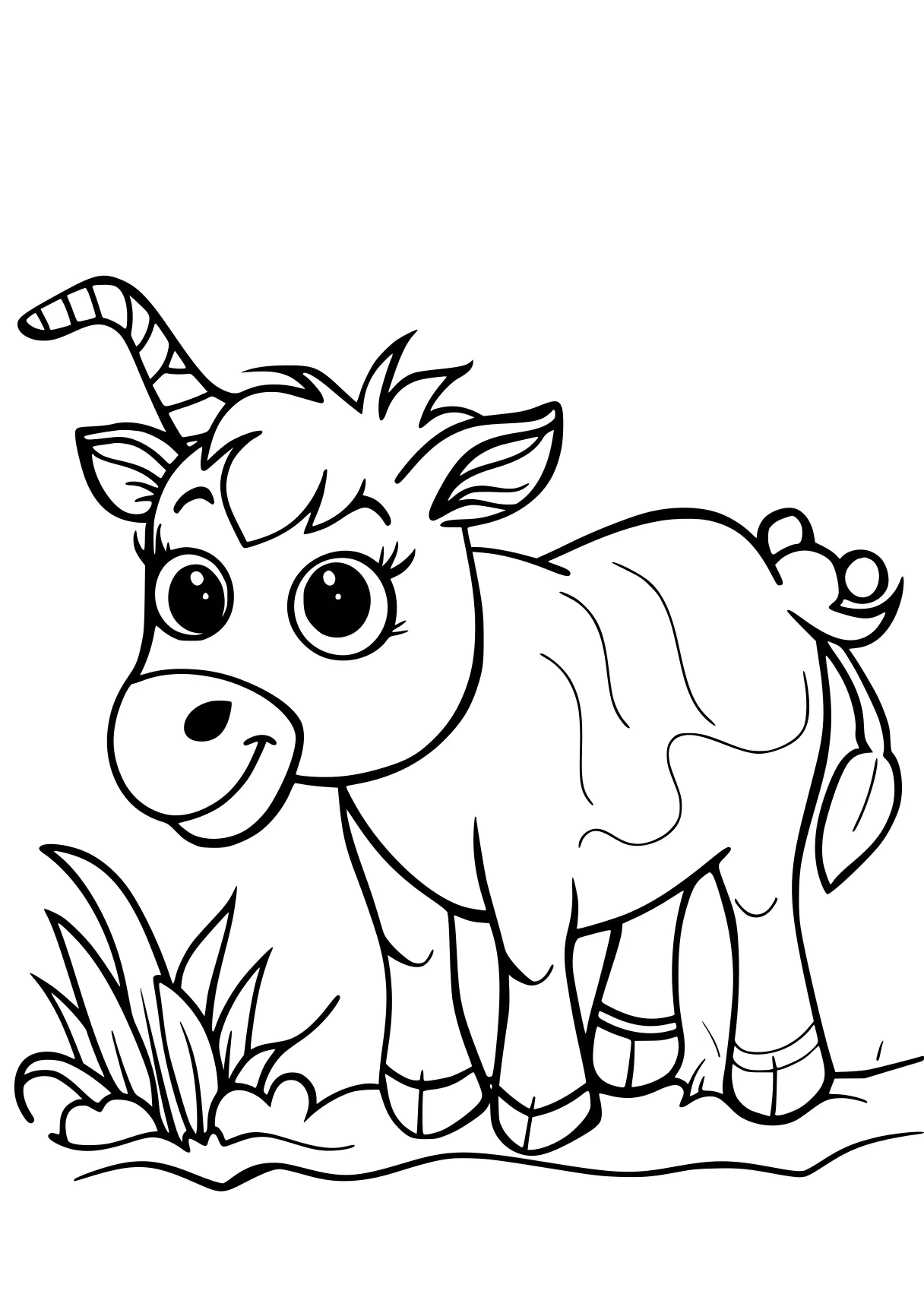 childrens colouring pages cow, unicorn, rhino, free coloring page downloads