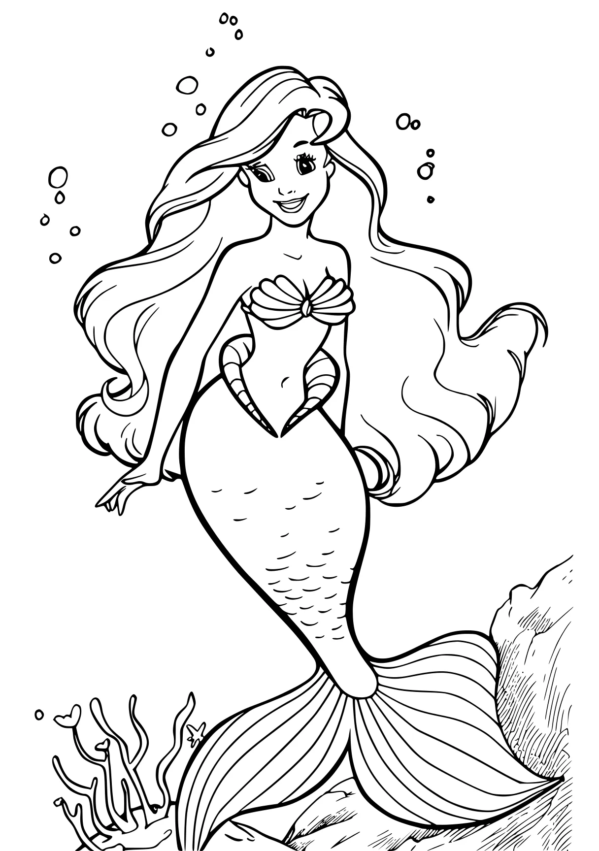 little mermaid coloring page mermaid, ariel, siren, fish, sea, free downloads