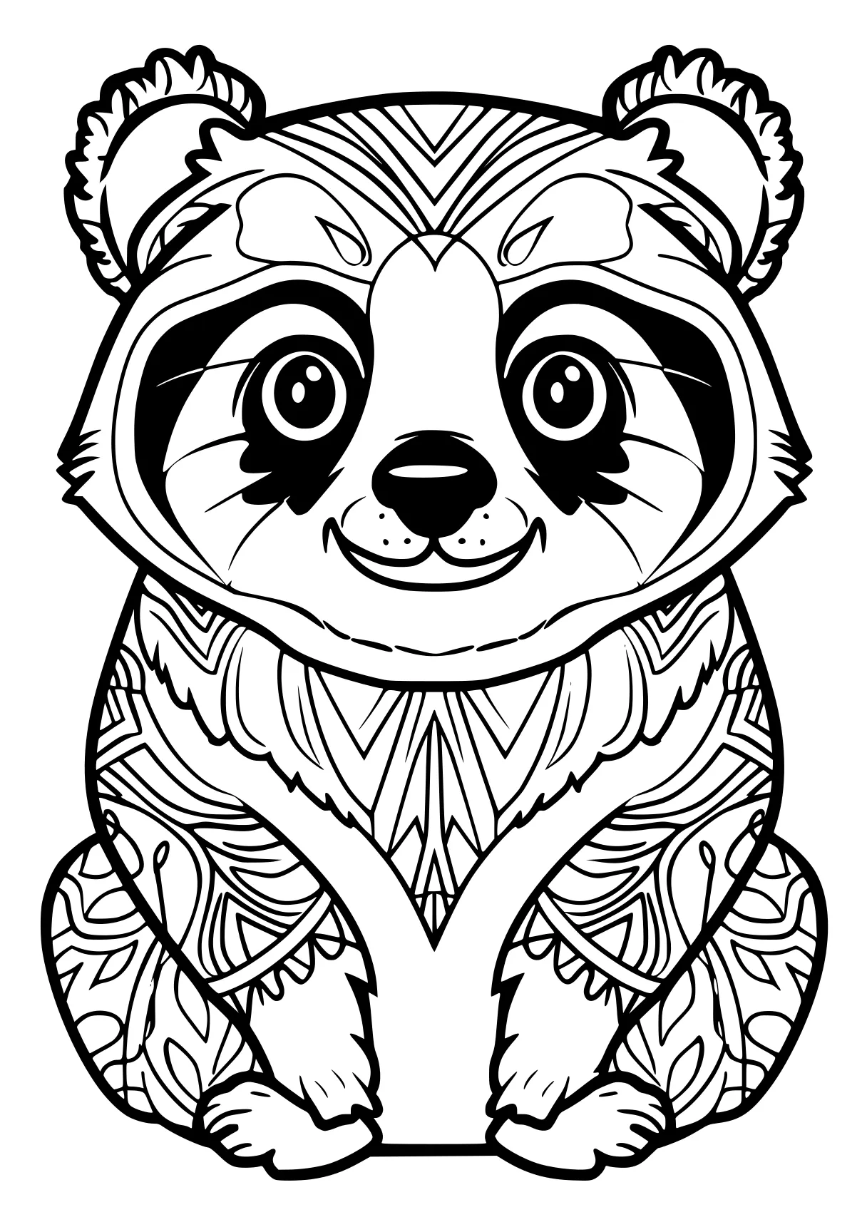 coloring pages printable animals raccoon, racoon, sloth, panda, koala, free page downloads