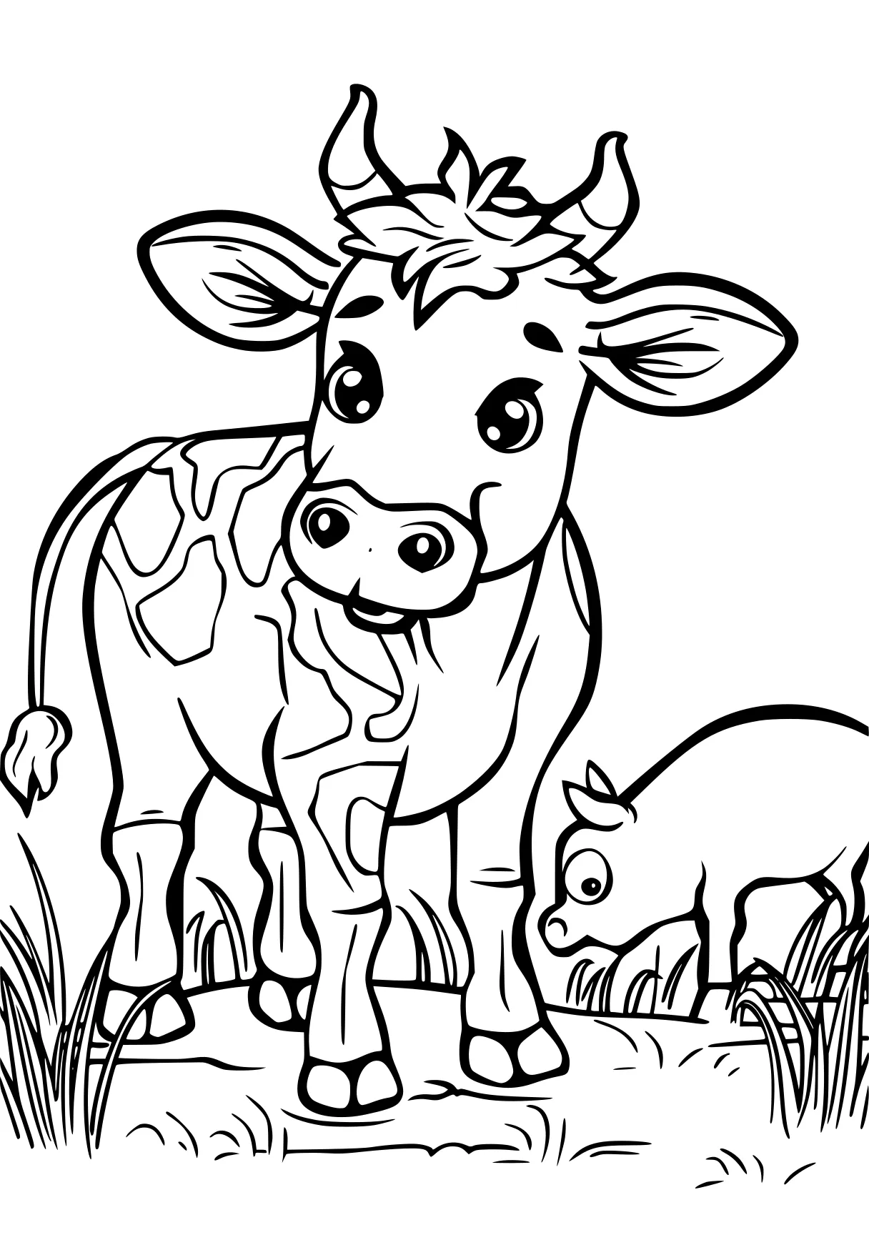 coloring pages printable animals cow, farm, illustrator, free page downloads