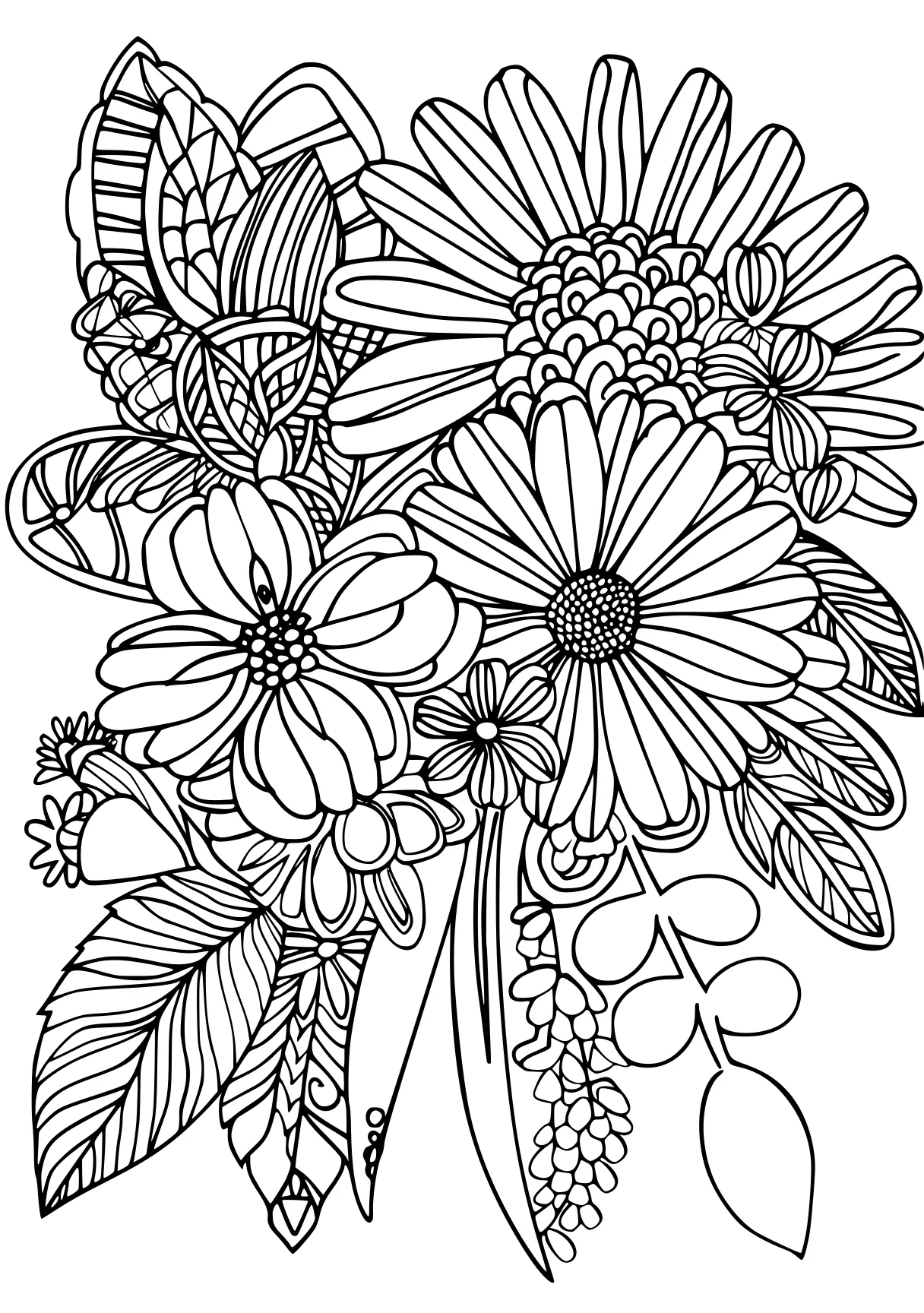 printable coloring pages, zentangle, colouring, flowers, free page downloads