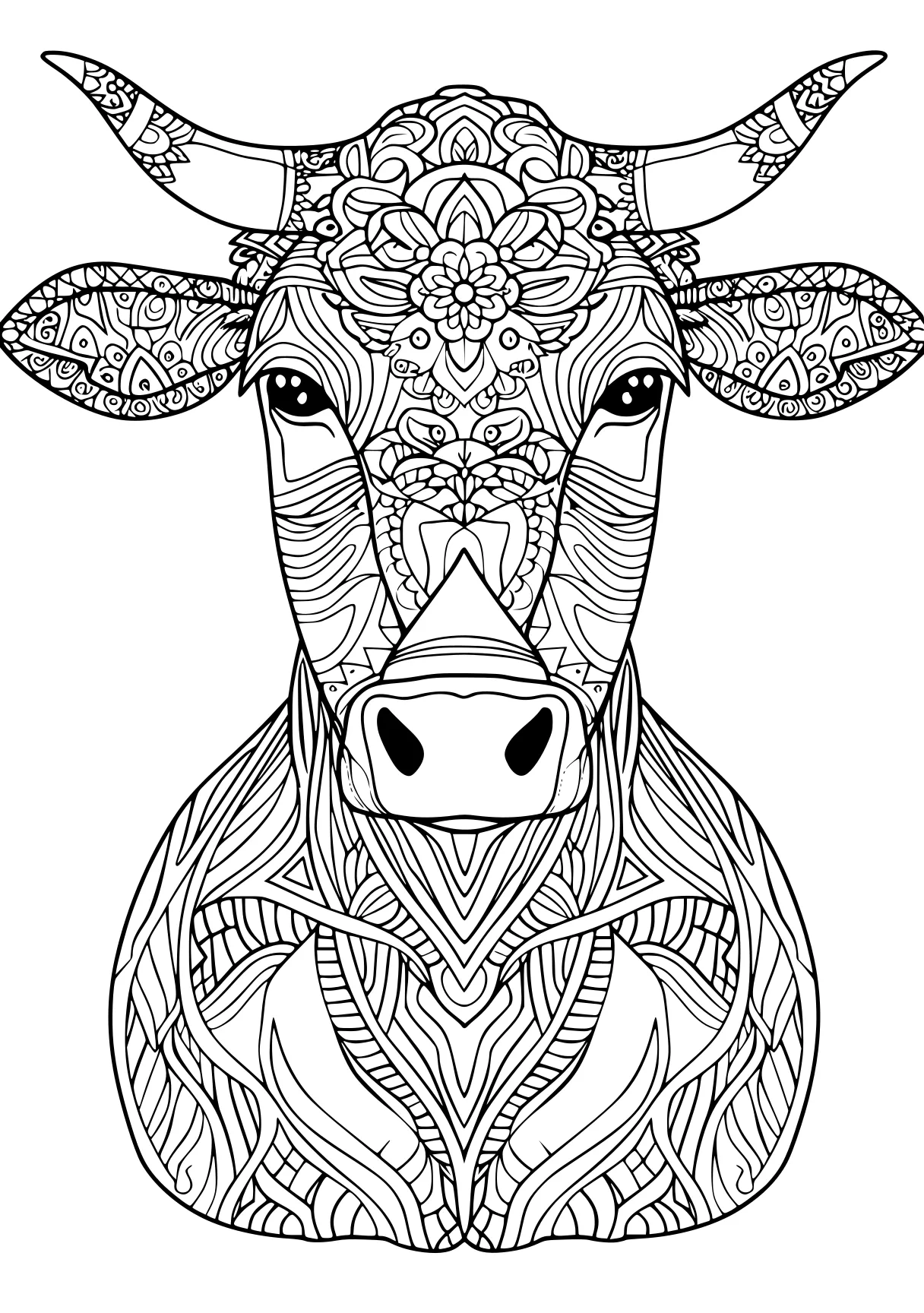 cow coloring sheet cow, giraffe, buffalo, free page downloads