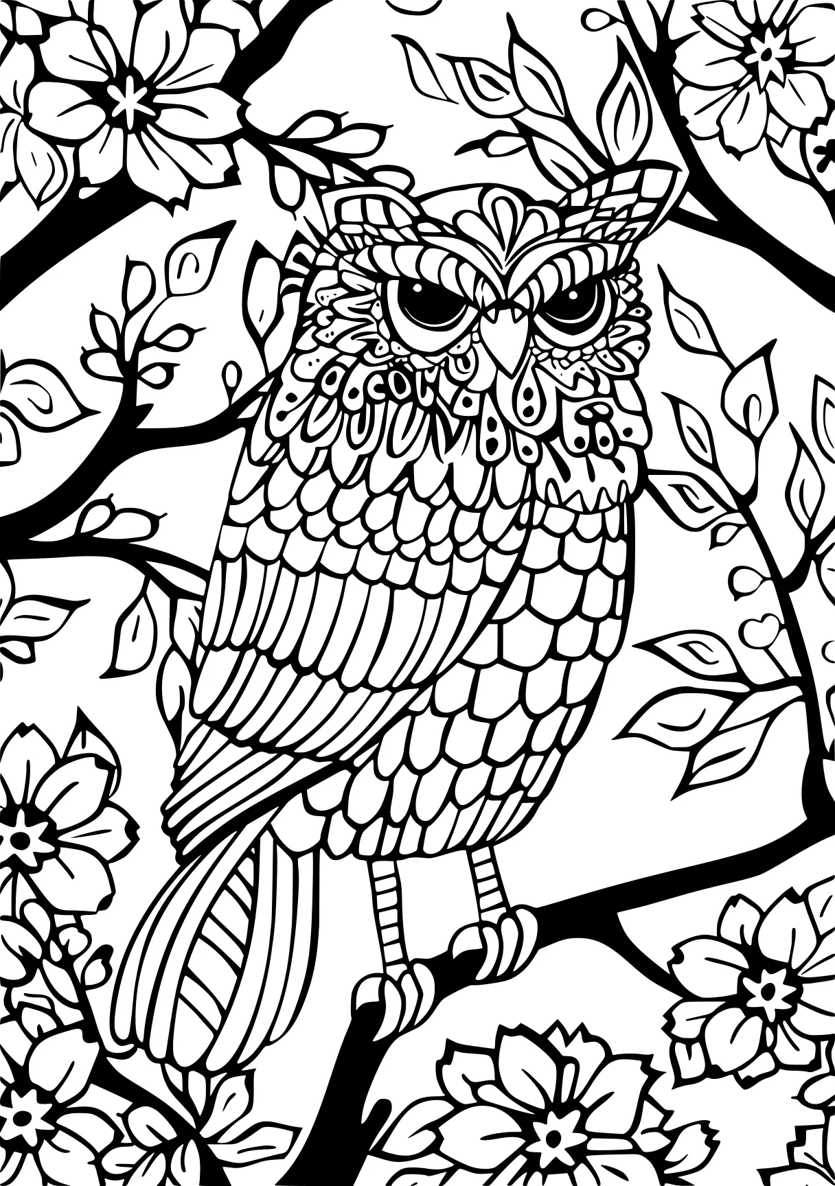 free adult coloring owl, colouring, illustrator, page downloads