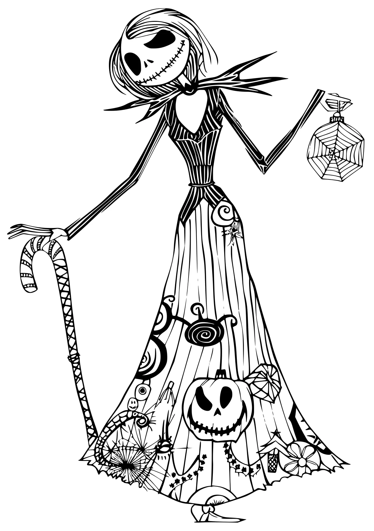 nightmare before christmas coloring page skellington, vampirina, coraline, scarecrow, witchy, free downloads