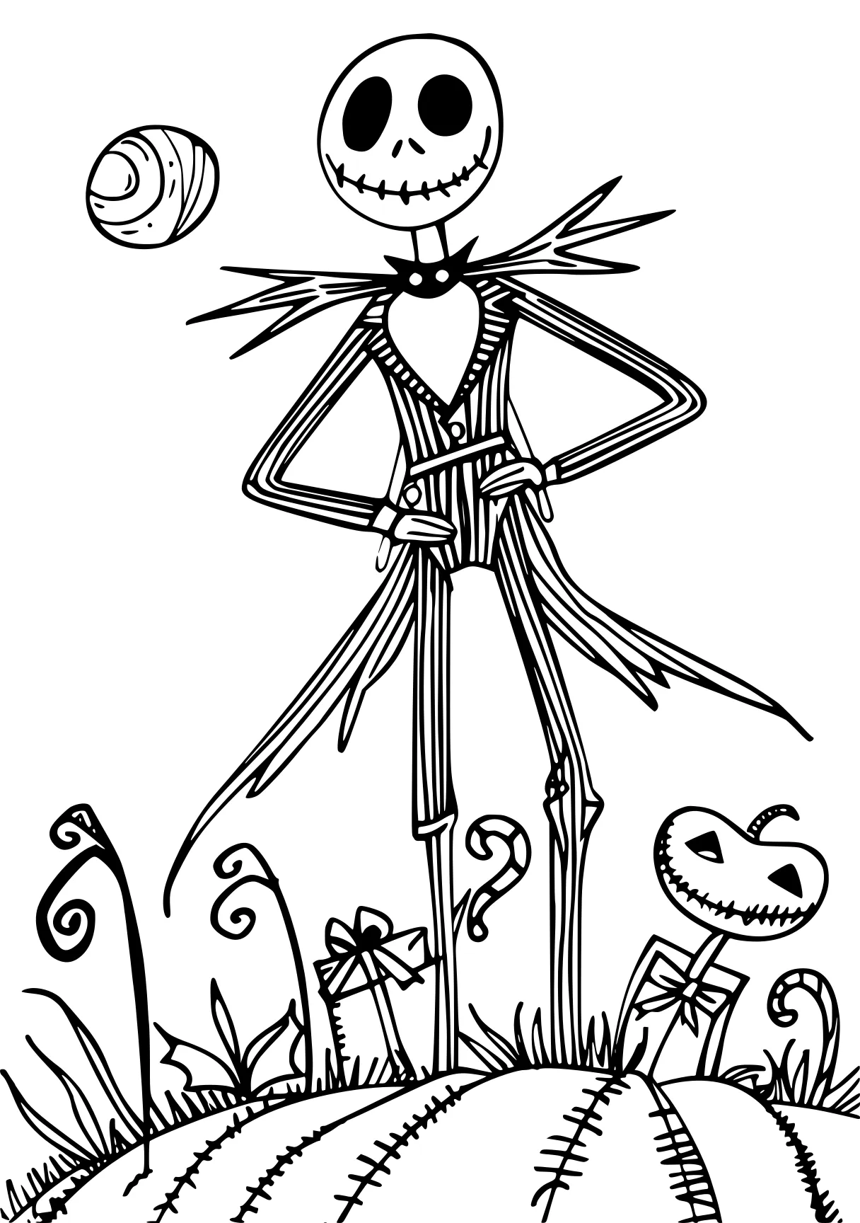 nightmare before christmas coloring page skellington, scarecrow, vampirina, coraline, skeleton, free downloads