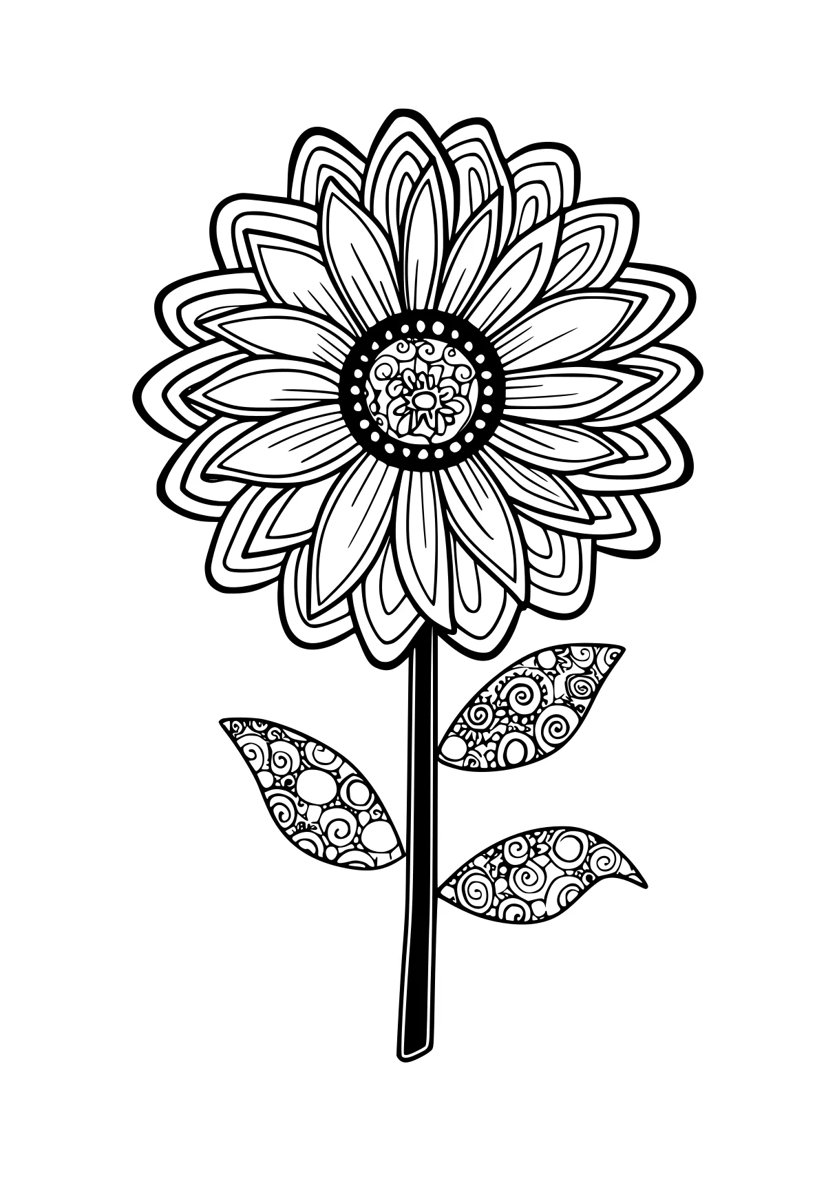 coloring pages printable flower, sunflower, zentangle, free page downloads