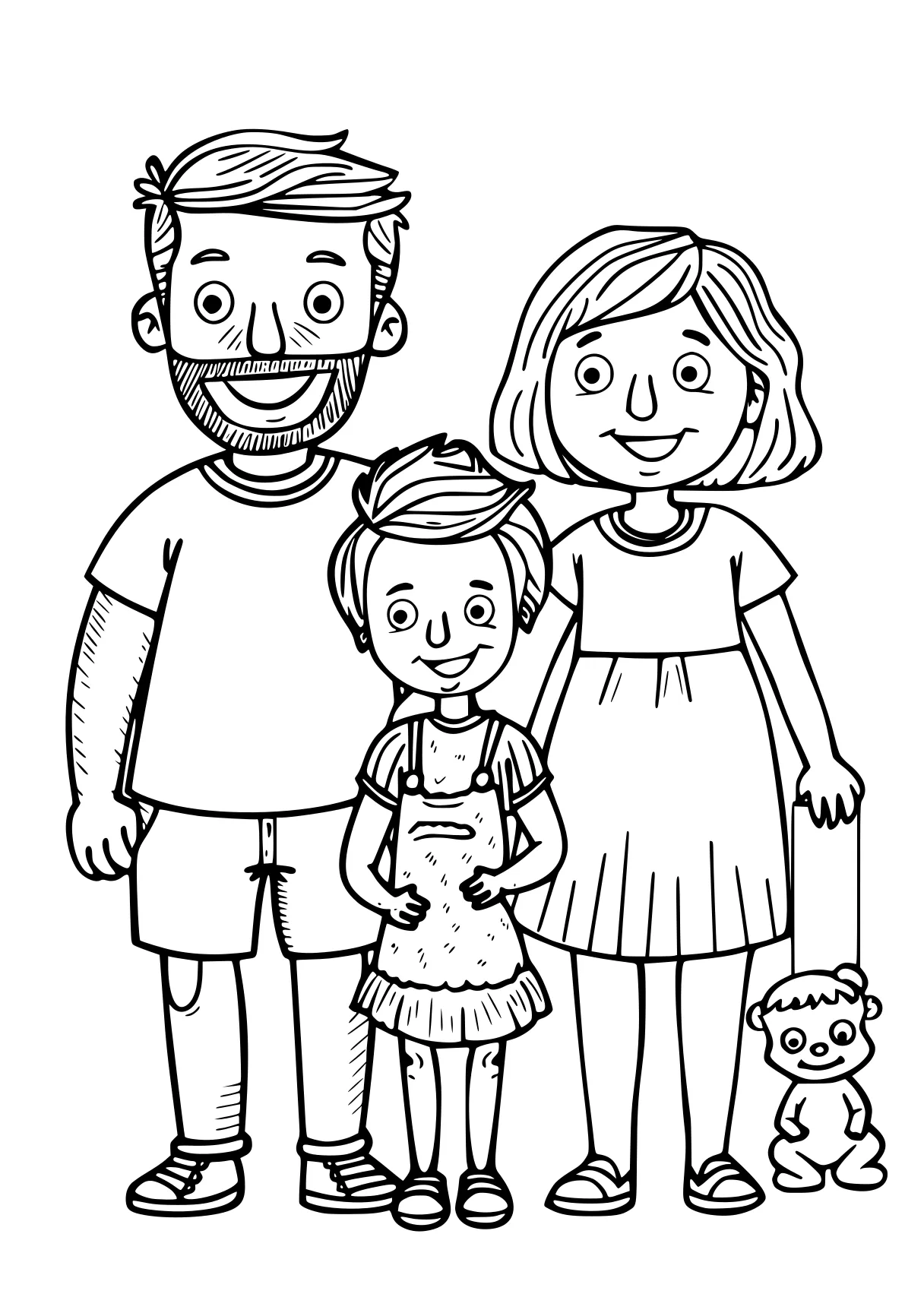 family coloring page, children, kids, family, free downloads