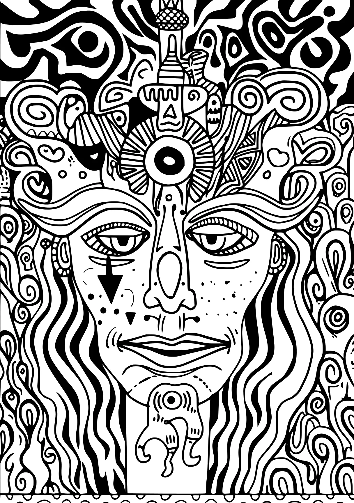 trippy coloring pages zentangle, acid, illustrator, free page downloads