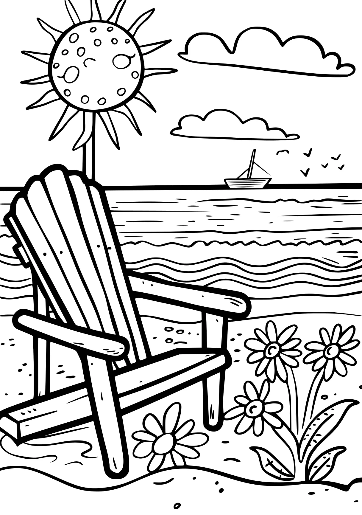 summer coloring pages, summer, relaxation, illustrator, free page downloads