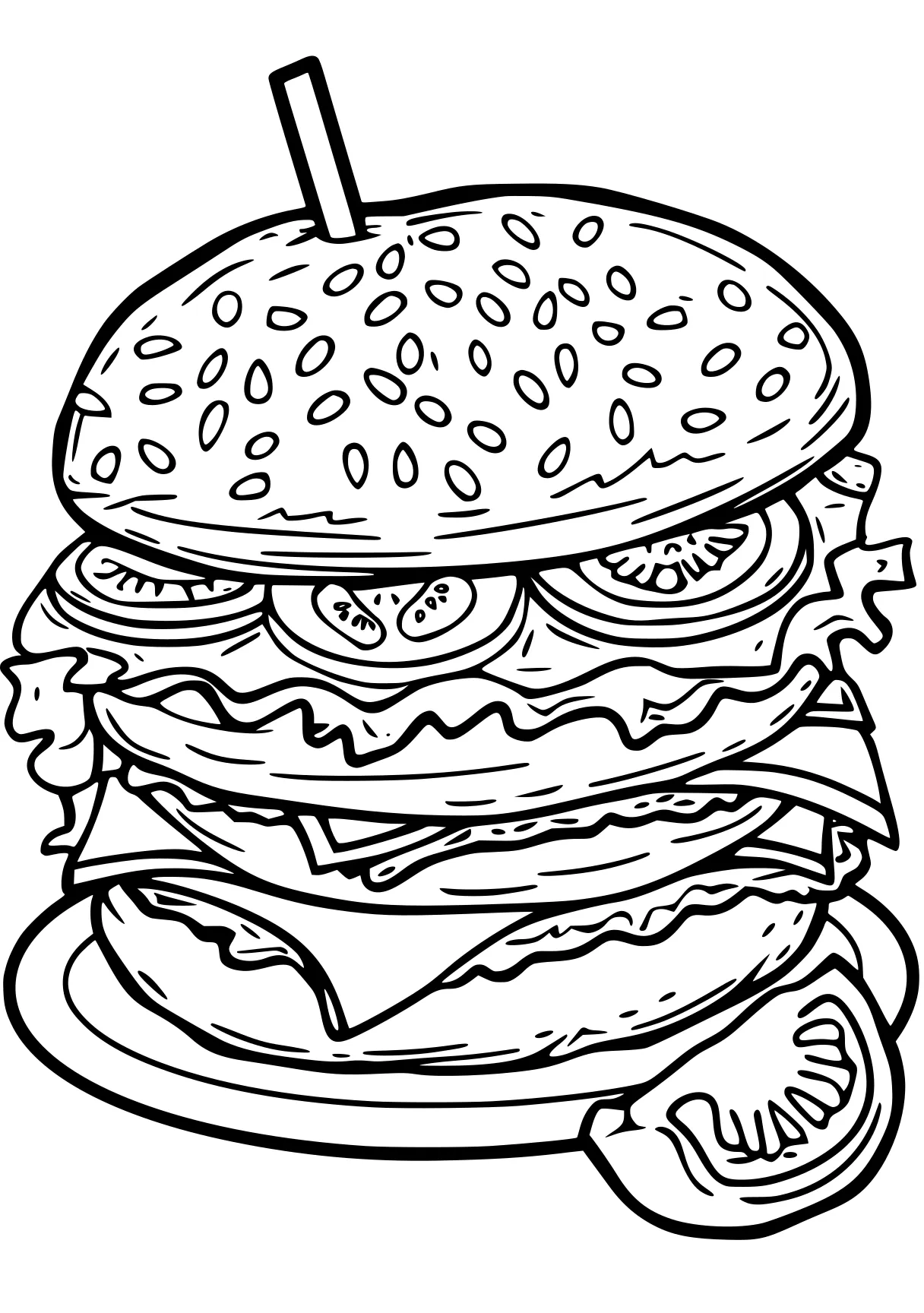 food coloring pages burger, foods, food, illustrator, free page downloads