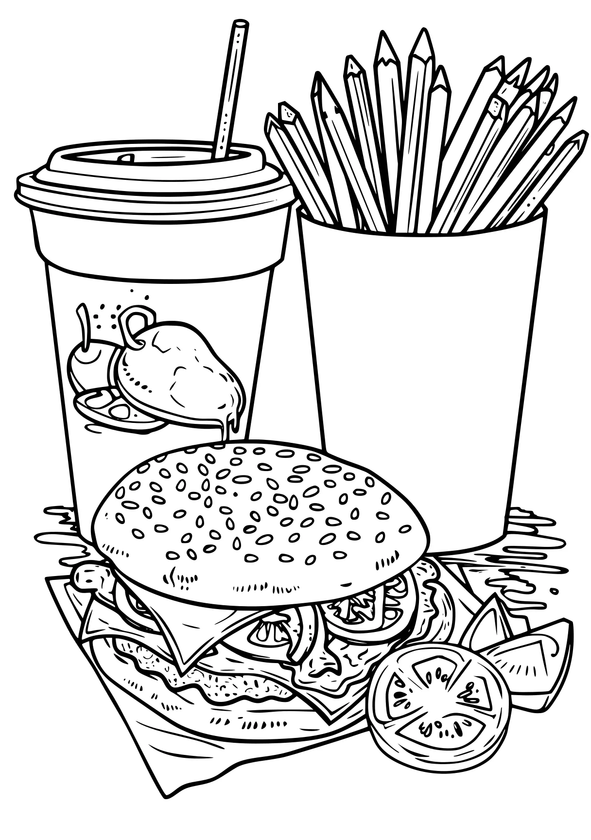 food coloring pages foods, illustrator, burger, free page downloads